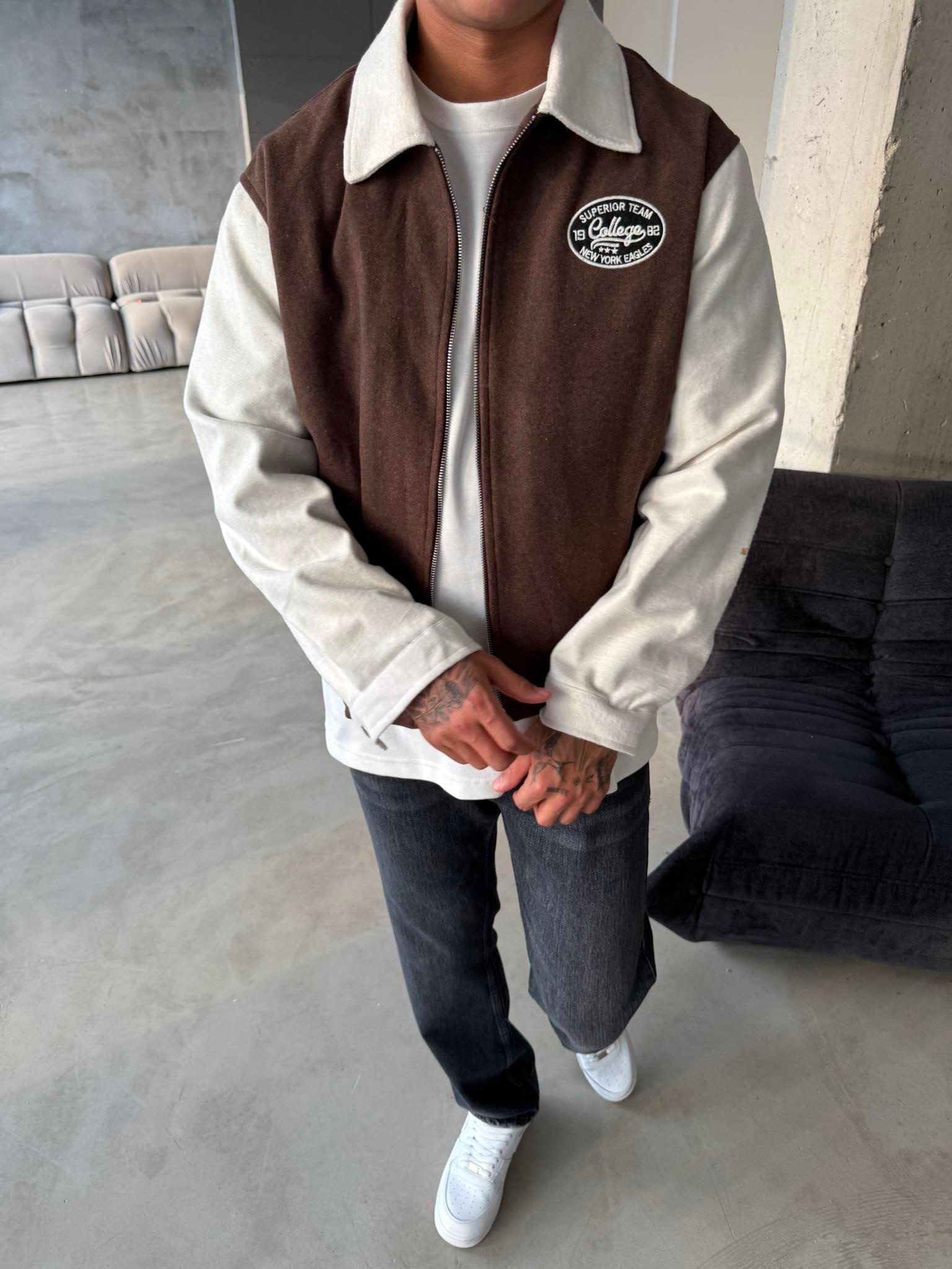 Box Fit Kolej Ceket - Kahve