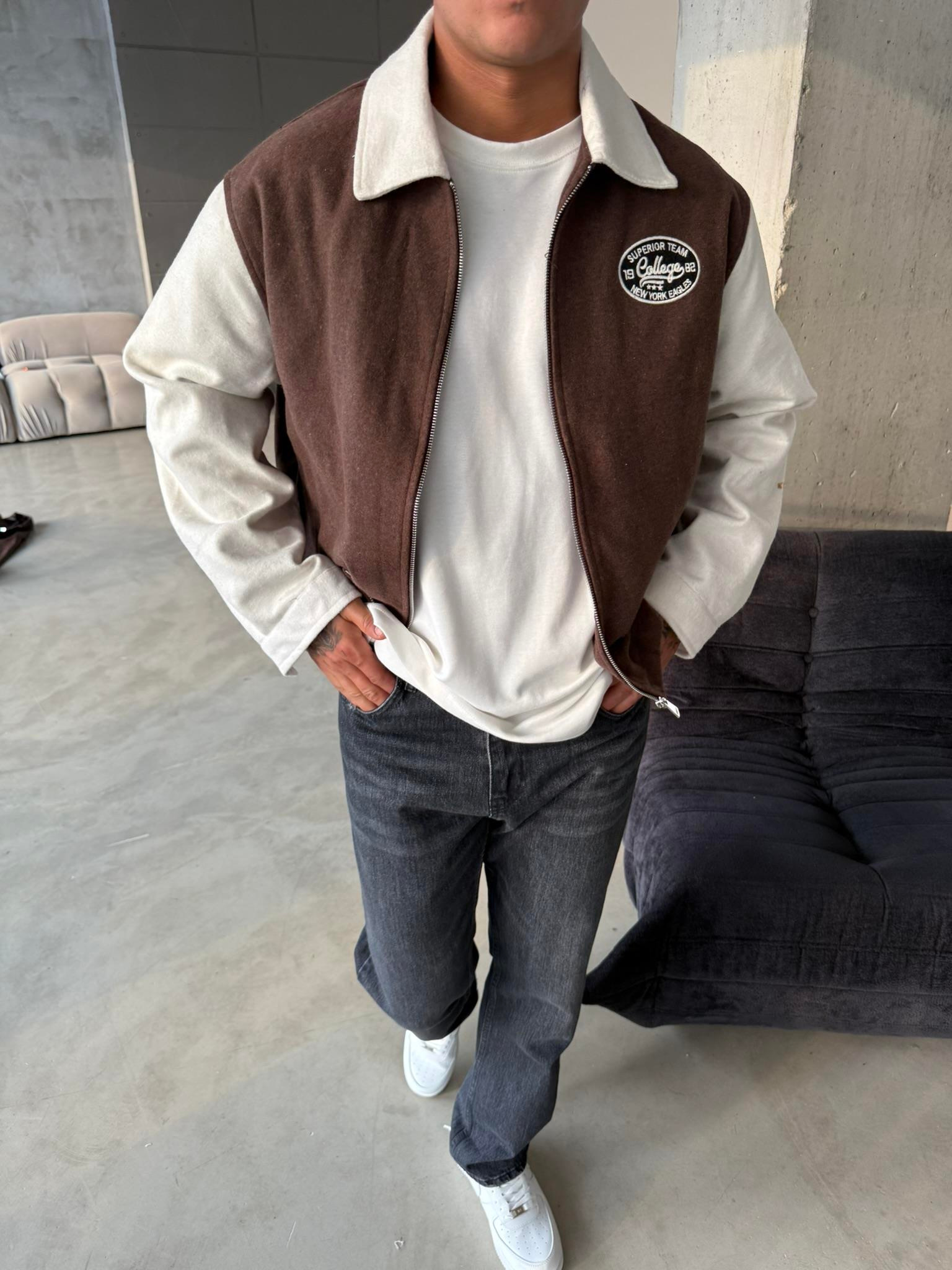 Box Fit Kolej Ceket - Kahve