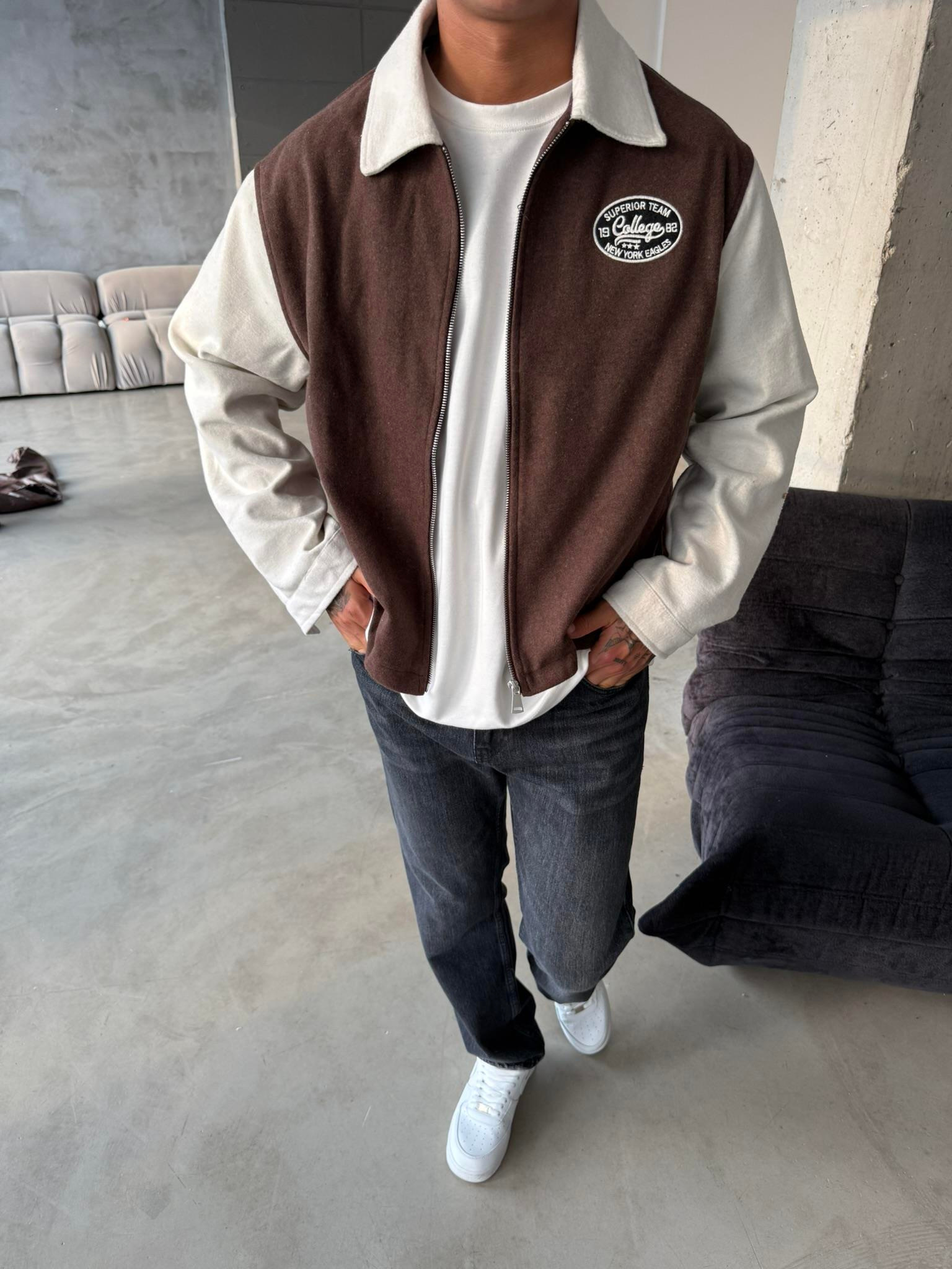 Box Fit Kolej Ceket - Kahve