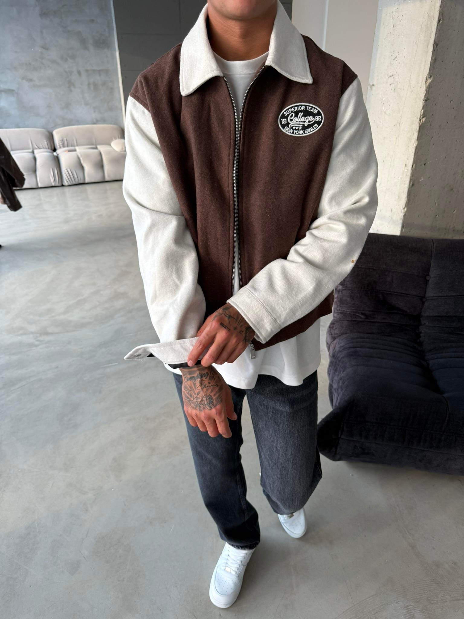 Box Fit Kolej Ceket - Kahve