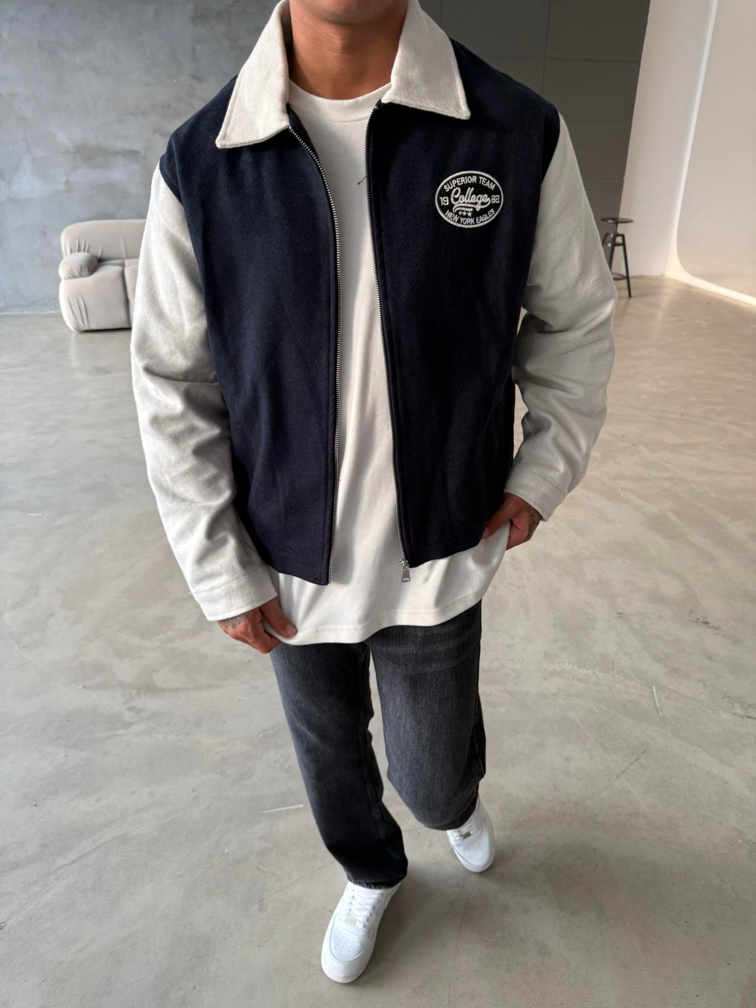 Box Fit Kolej Ceket - Lacivert