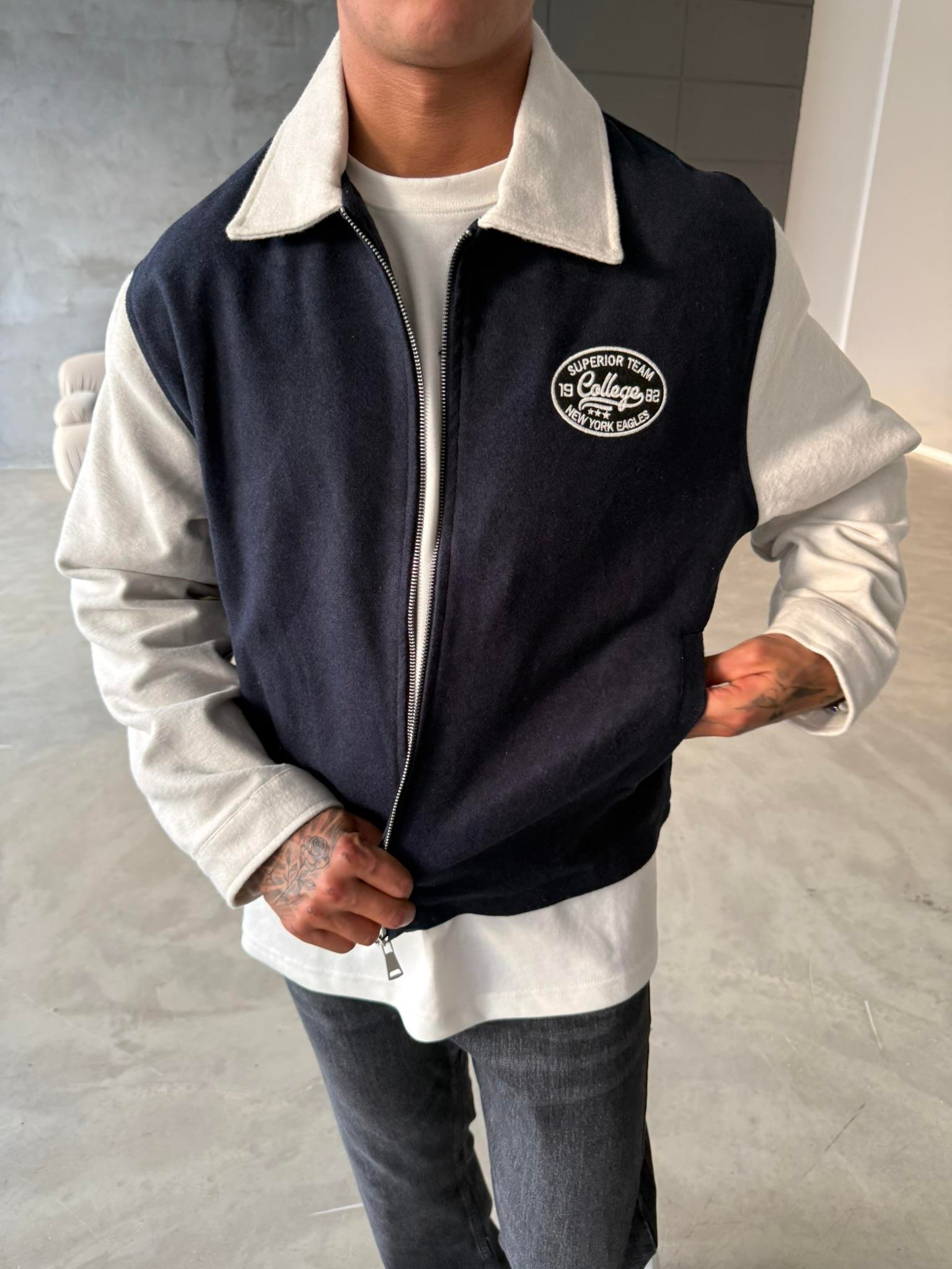 Box Fit Kolej Ceket - Lacivert