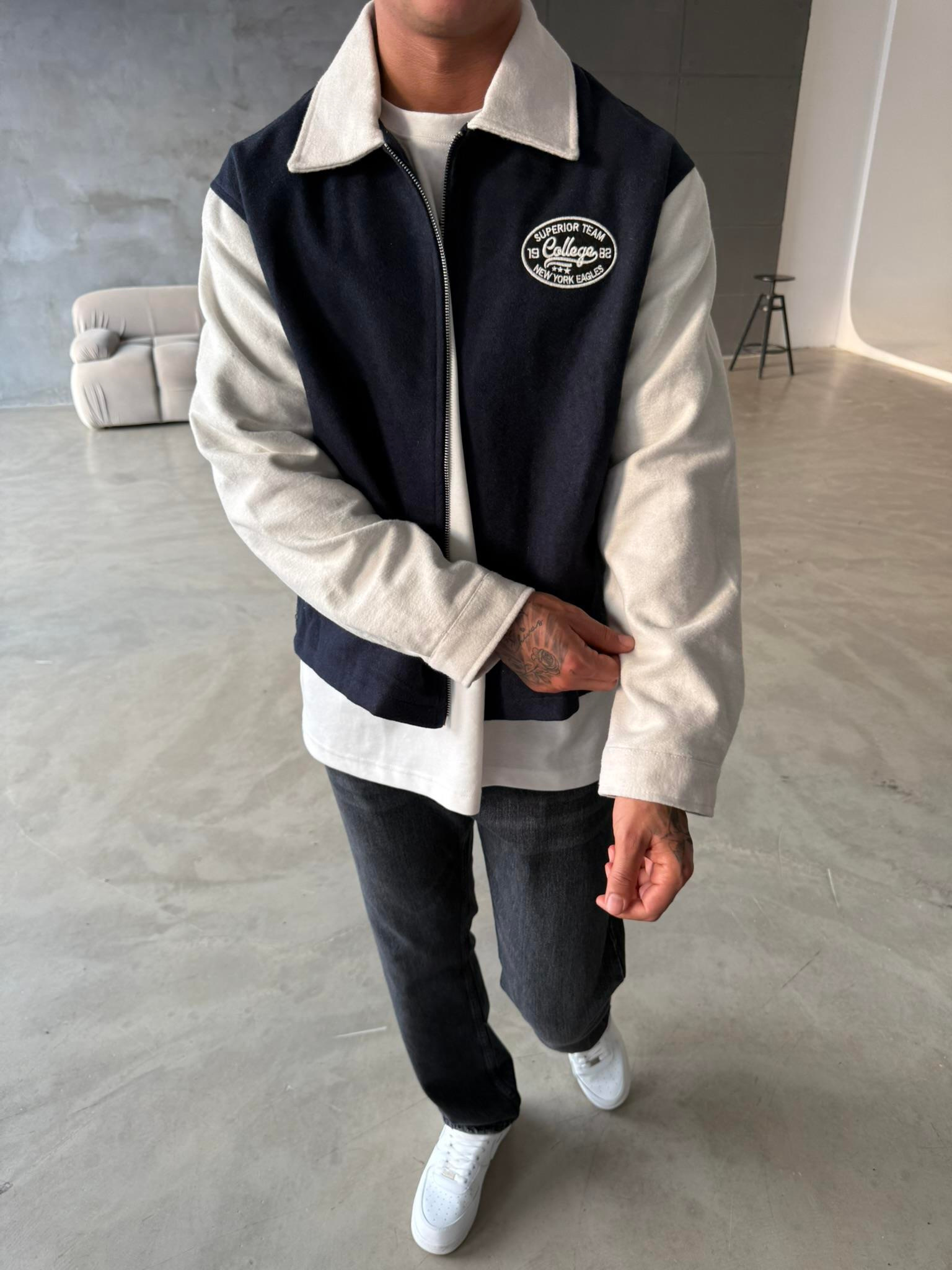 Box Fit Kolej Ceket - Lacivert