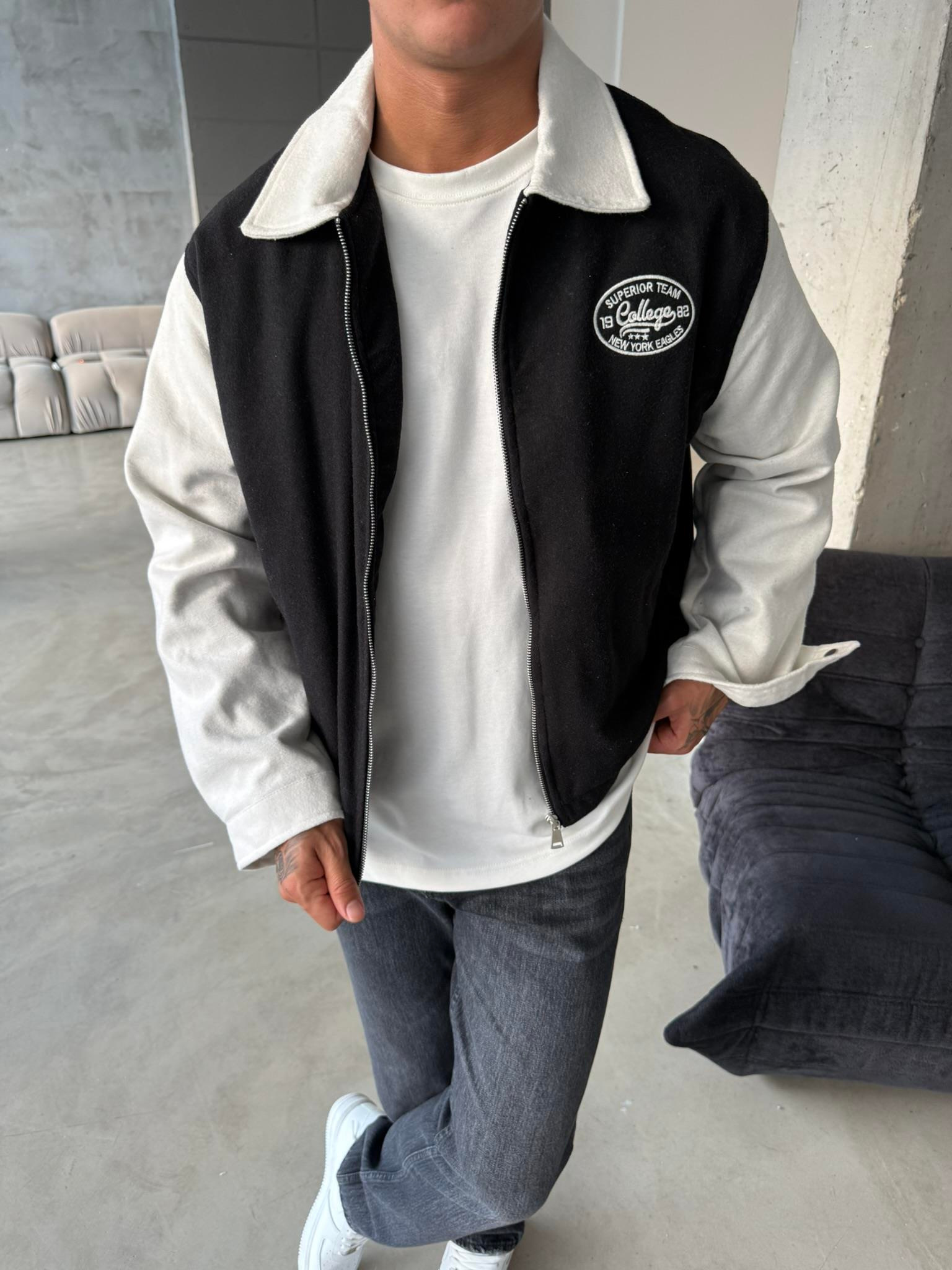 Box Fit Kolej Ceket - Siyah