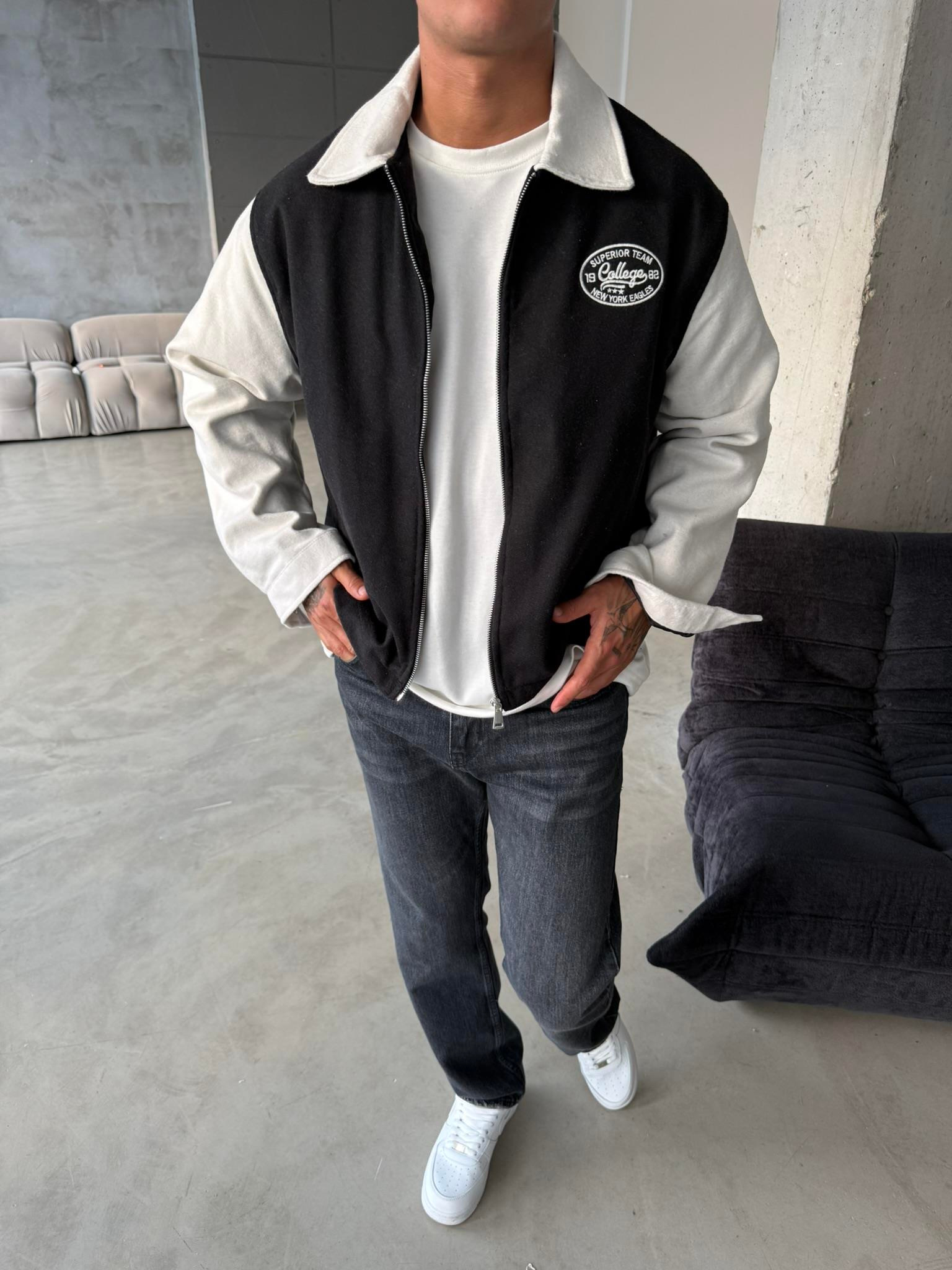 Box Fit Kolej Ceket - Siyah