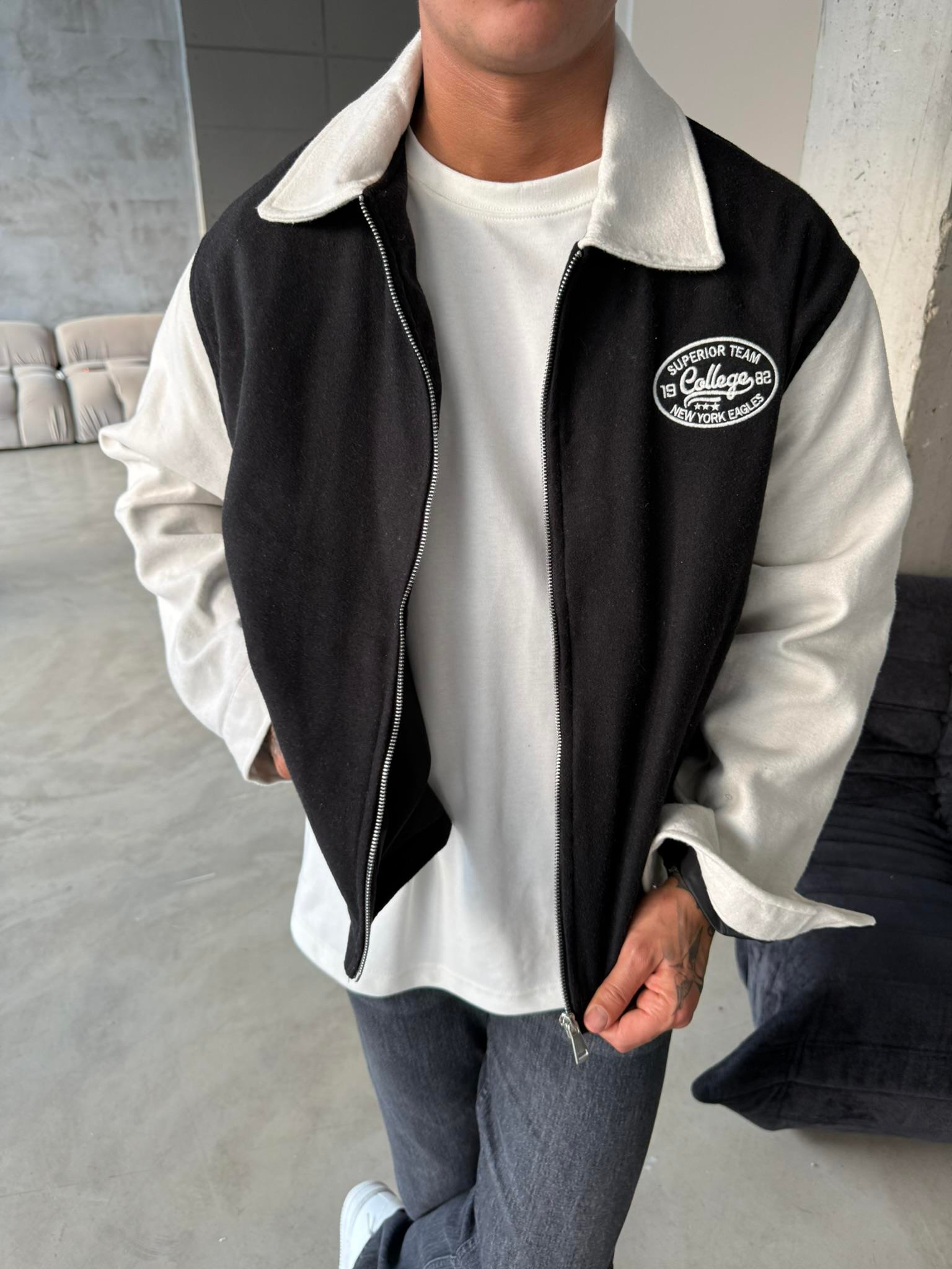 Box Fit Kolej Ceket - Siyah