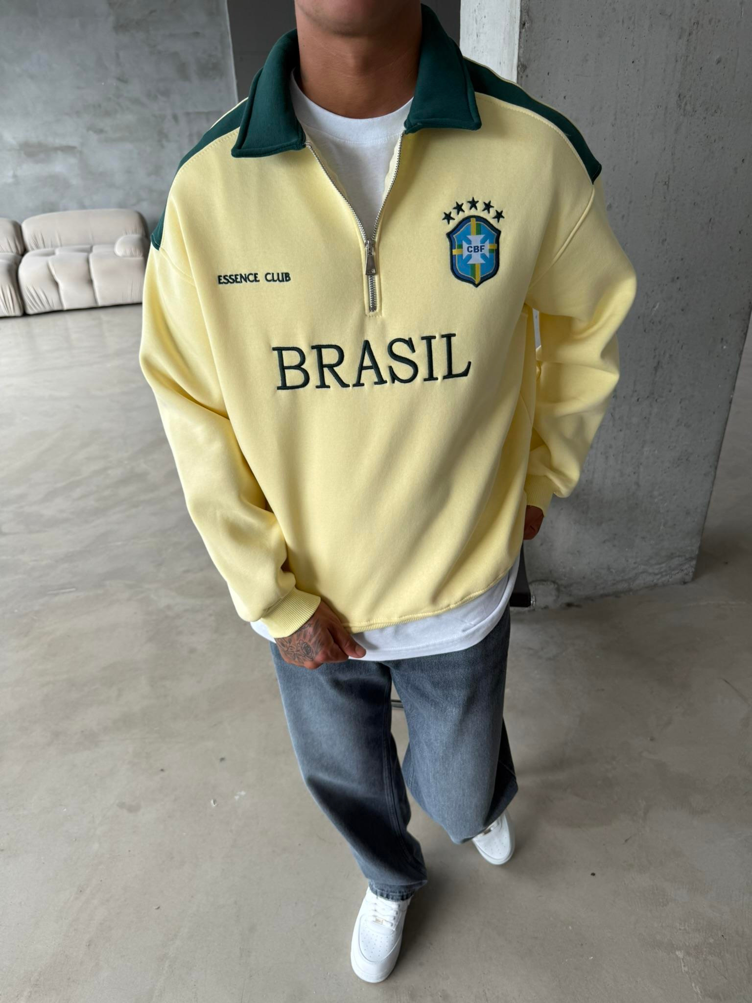 Brasil Yarım Fermuar Sweatshirt - Sarı