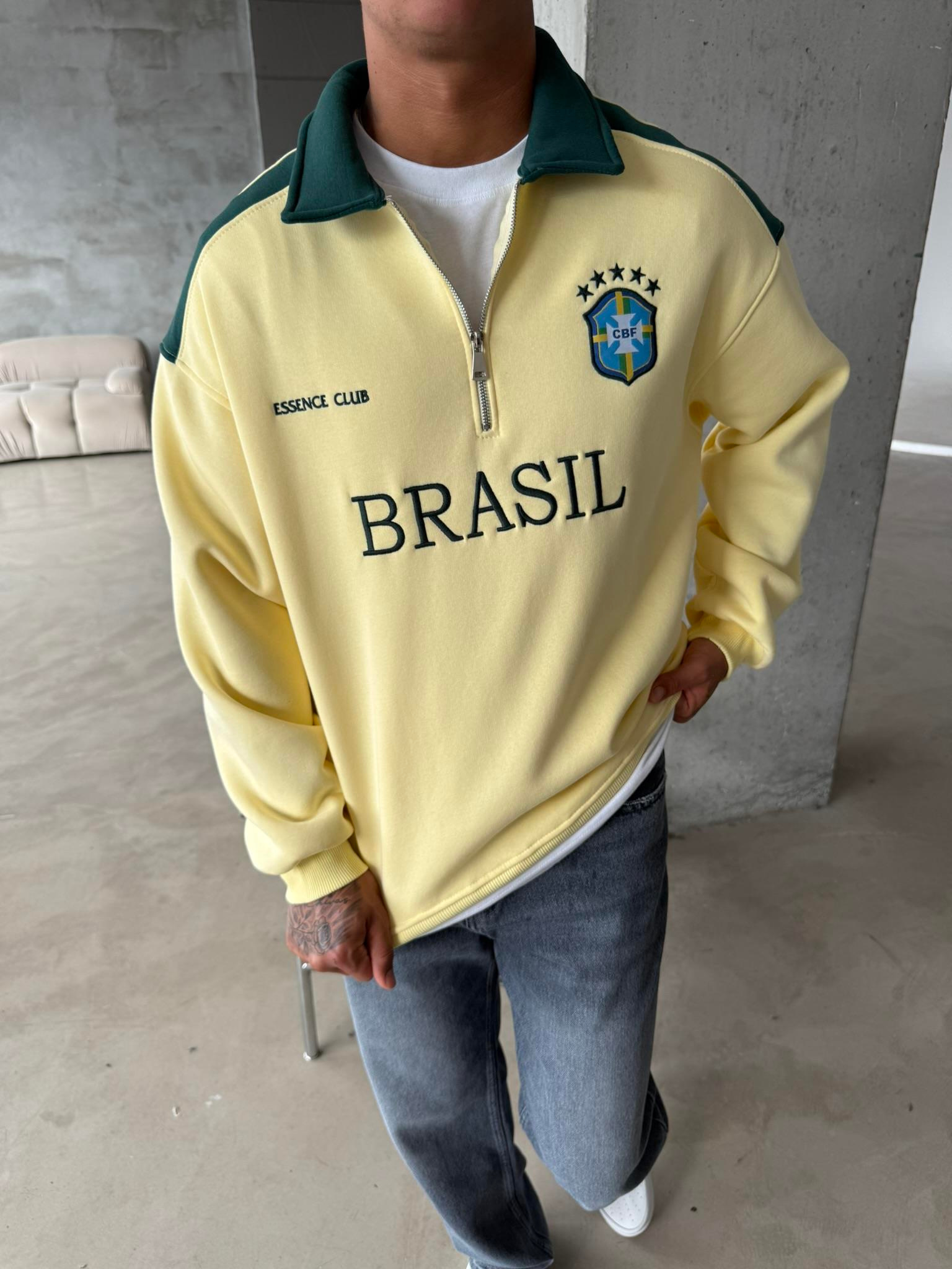 Brasil Yarım Fermuar Sweatshirt - Sarı