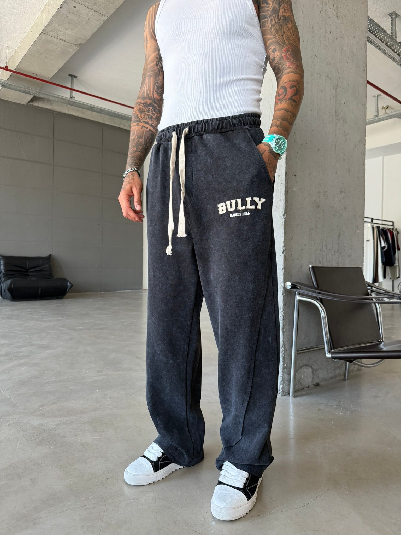 BULLY  Nakışlı Premium Eşofman - Siyah