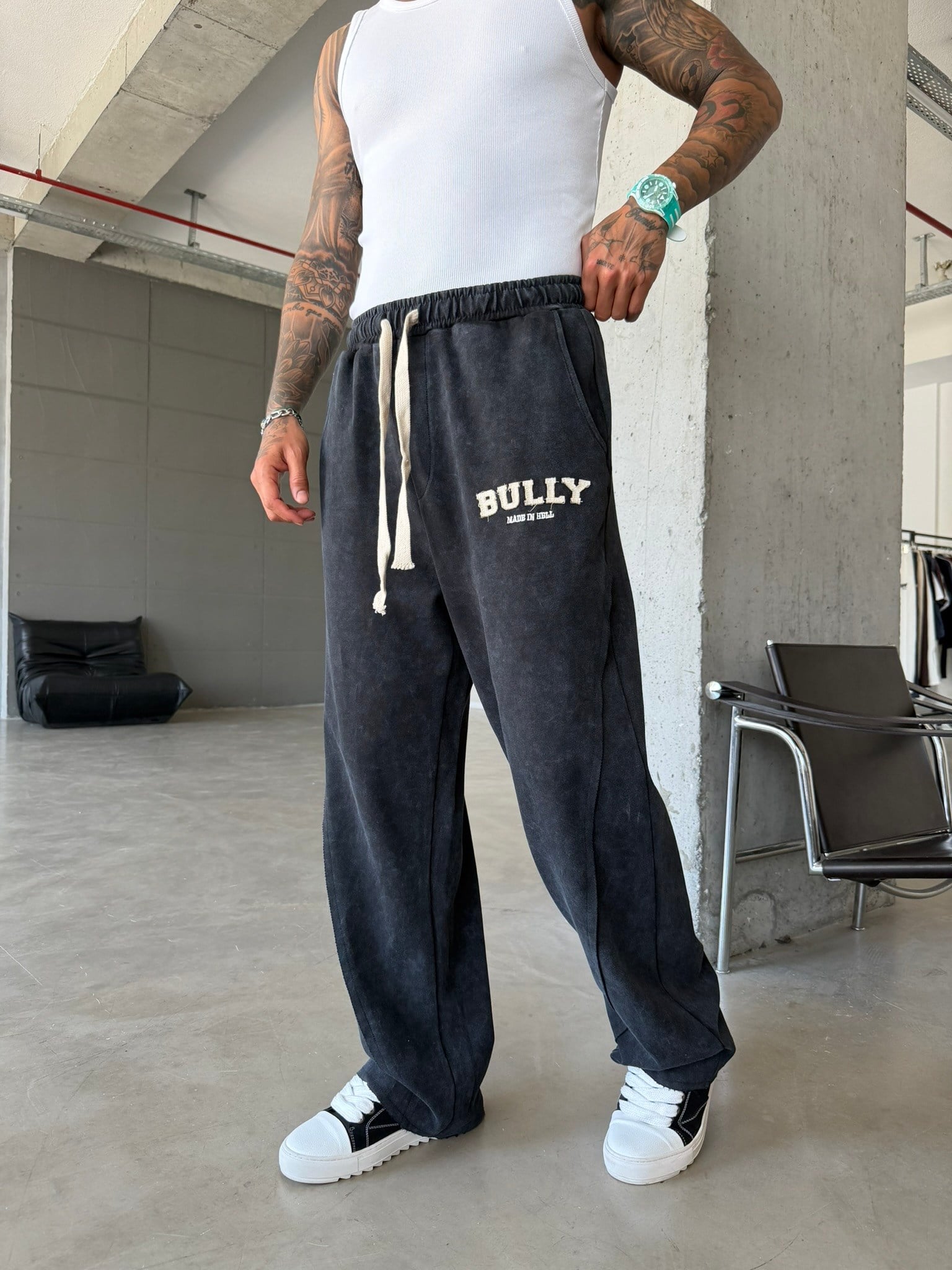 BULLY  Nakışlı Premium Eşofman - Siyah