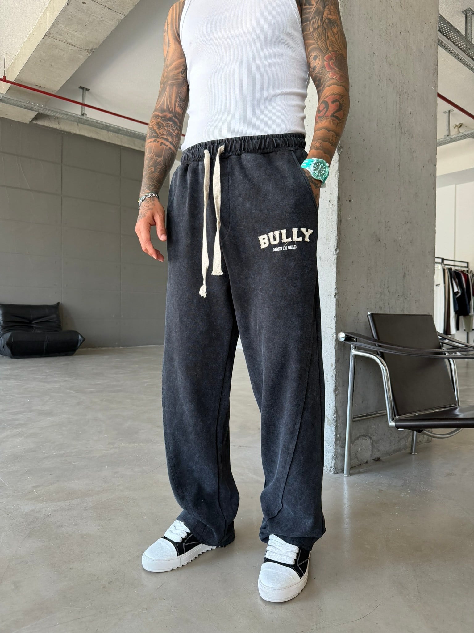 BULLY  Nakışlı Premium Eşofman - Siyah