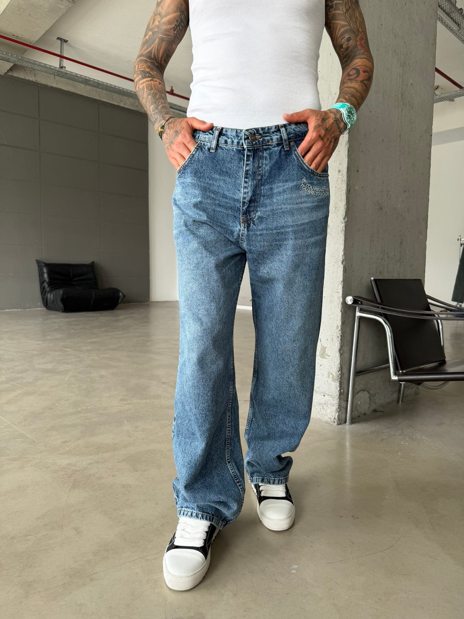 Cep Bakış Detaylı Basic Pantolon - Lacivert