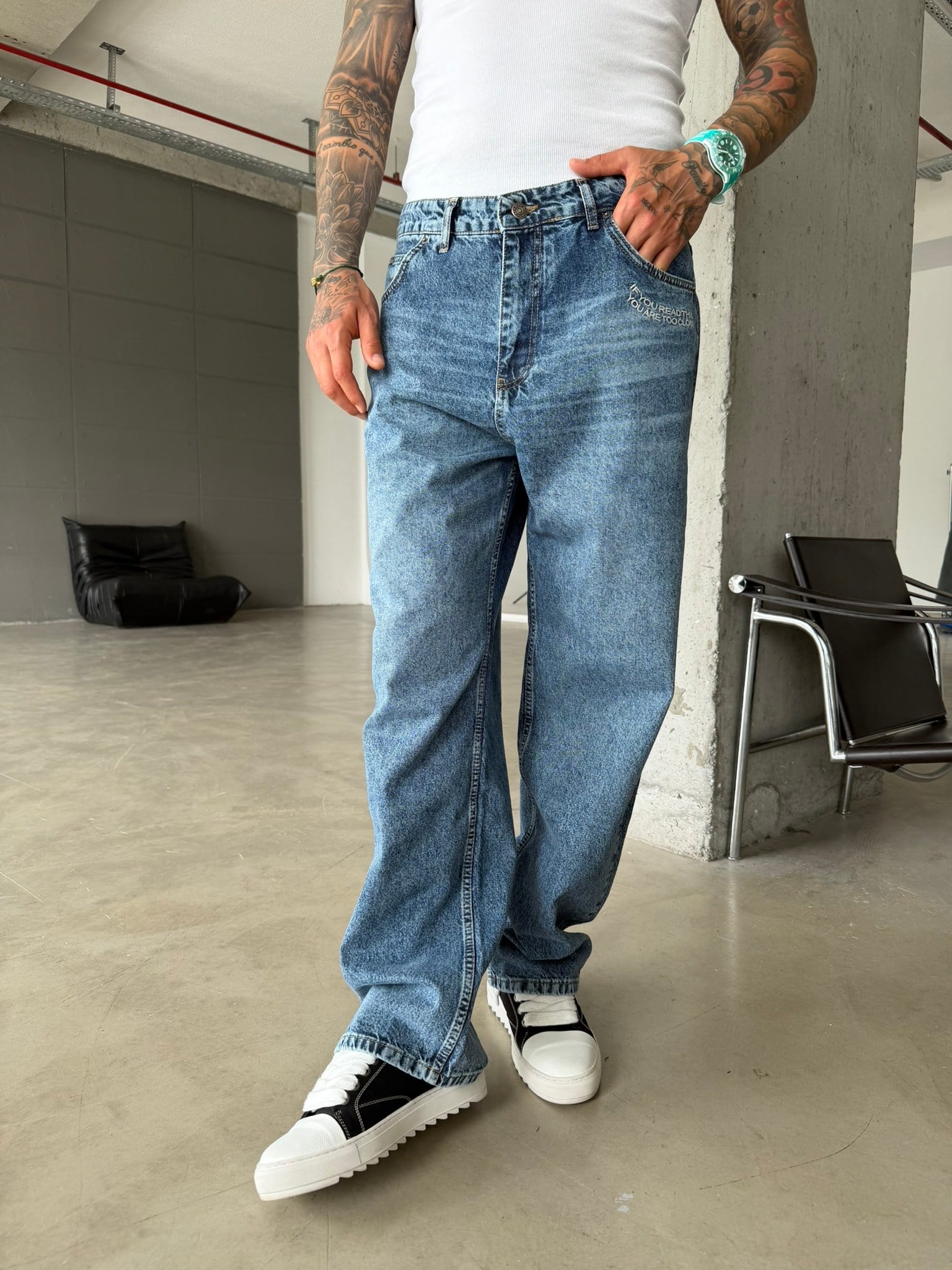 Cep Bakış Detaylı Basic Pantolon - Lacivert