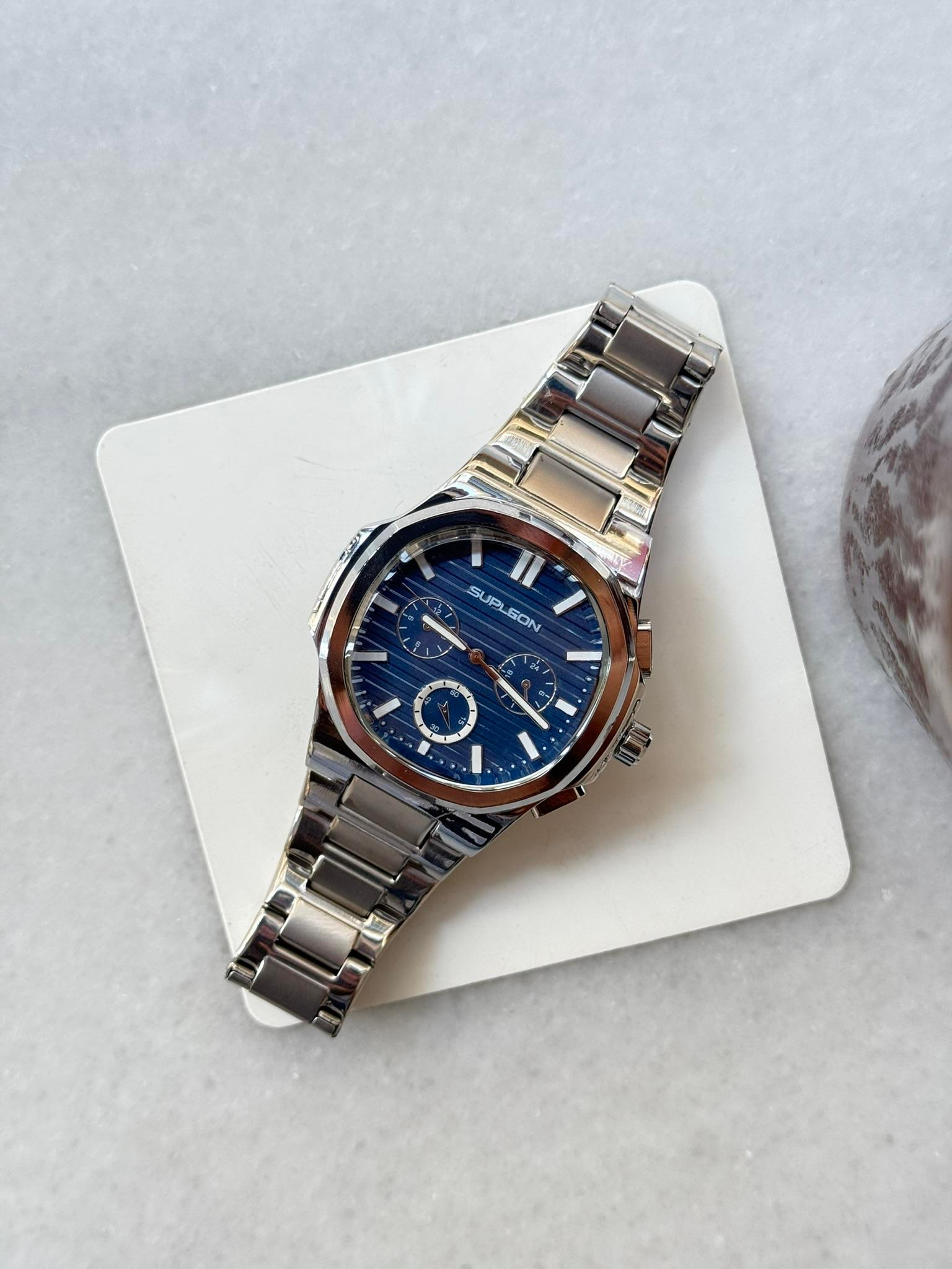 Chrono Steel Çelik Saat - Lacivert