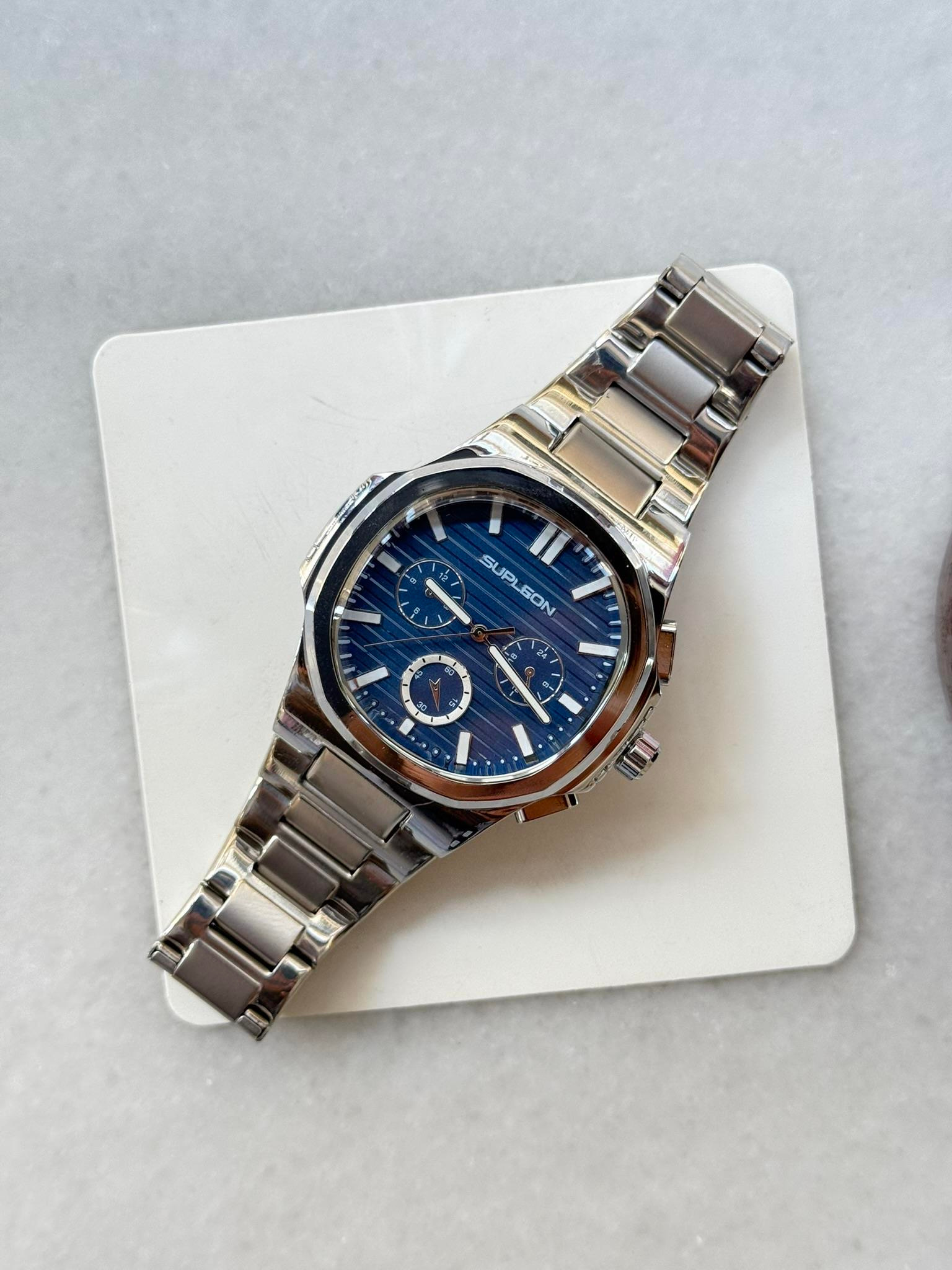 Chrono Steel Çelik Saat - Lacivert