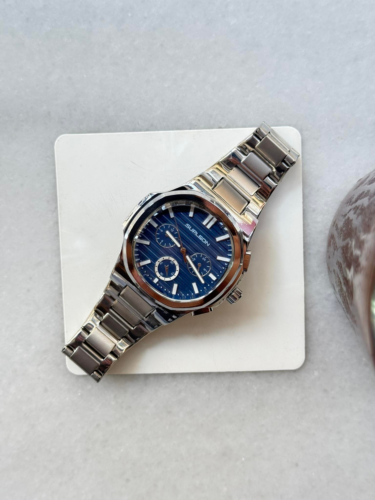 Chrono Steel Çelik Saat - Lacivert