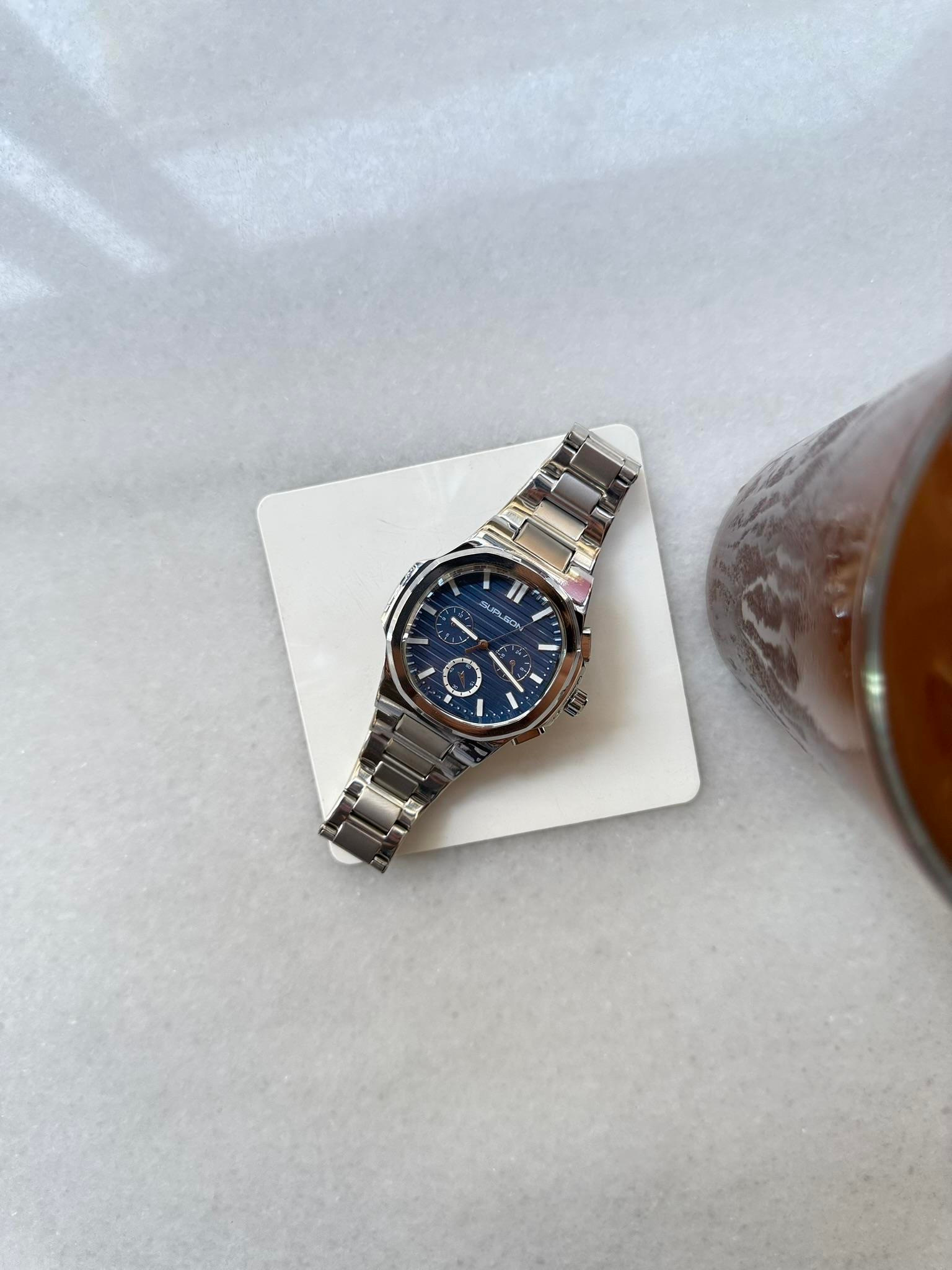 Chrono Steel Çelik Saat - Lacivert