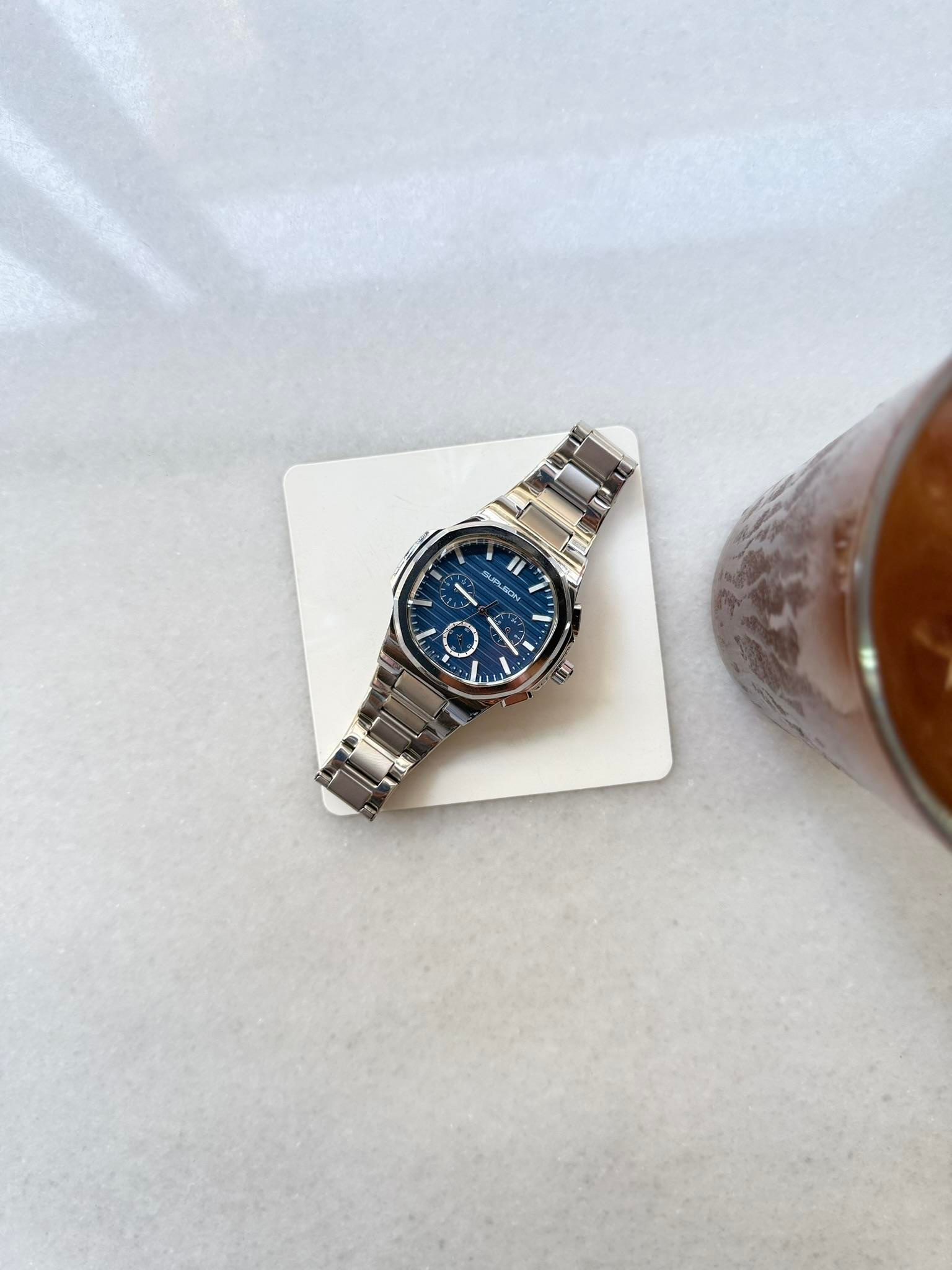 Chrono Steel Çelik Saat - Lacivert