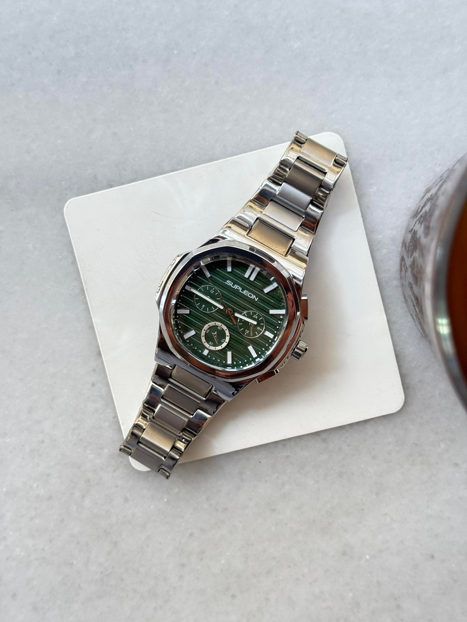 Chrono Steel Çelik Saat - Yeşil