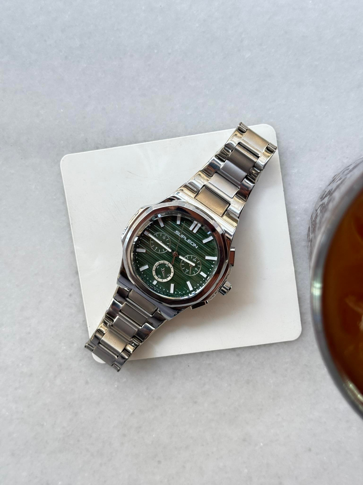 Chrono Steel Çelik Saat - Yeşil