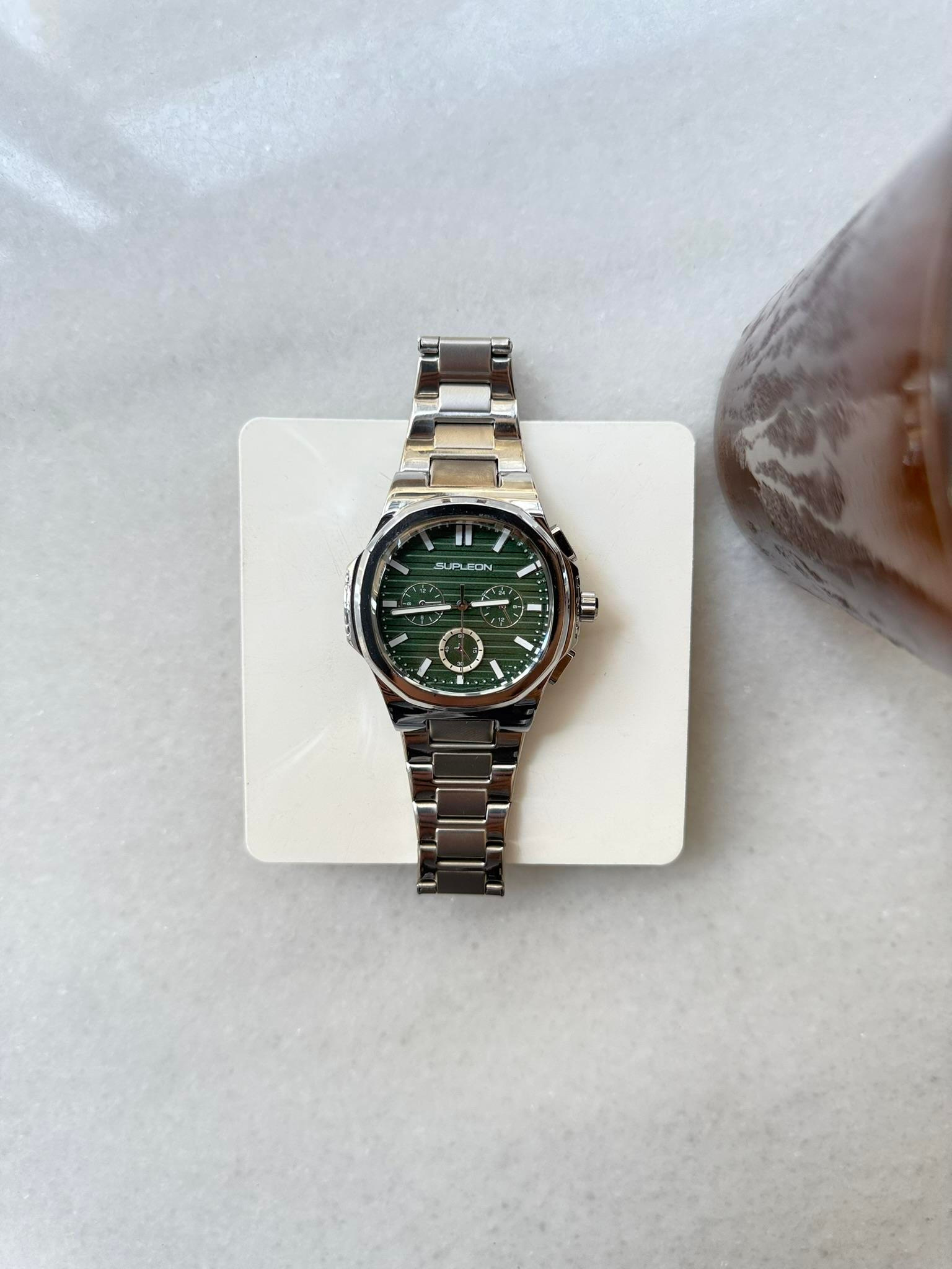 Chrono Steel Çelik Saat - Yeşil