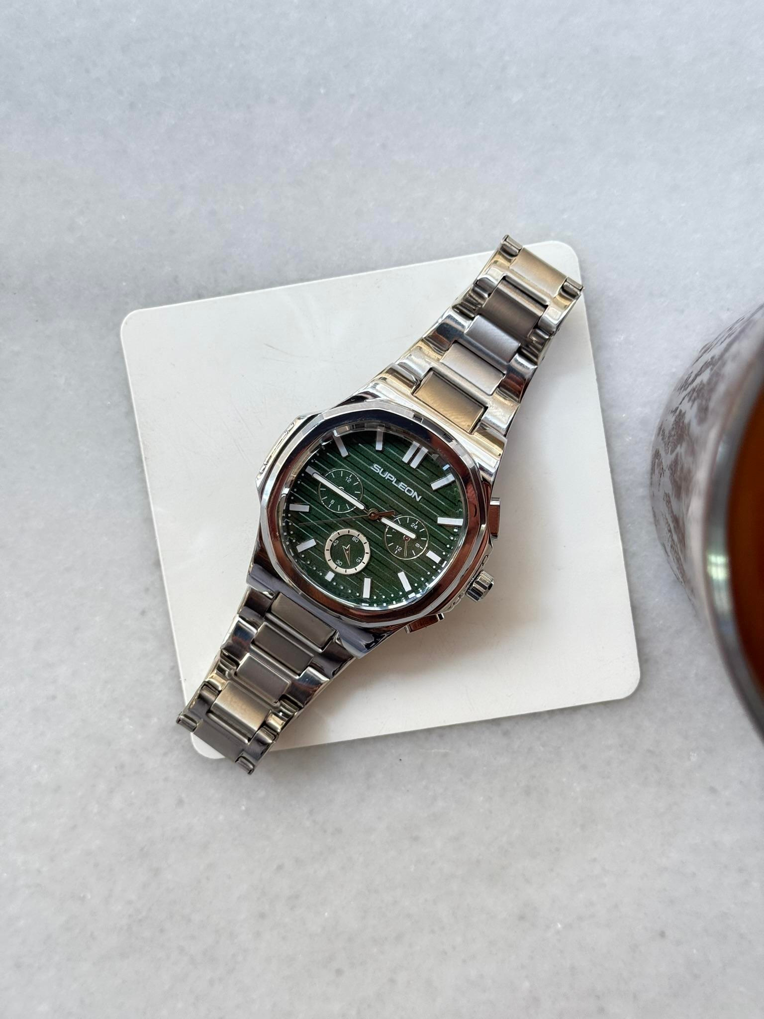 Chrono Steel Çelik Saat - Yeşil