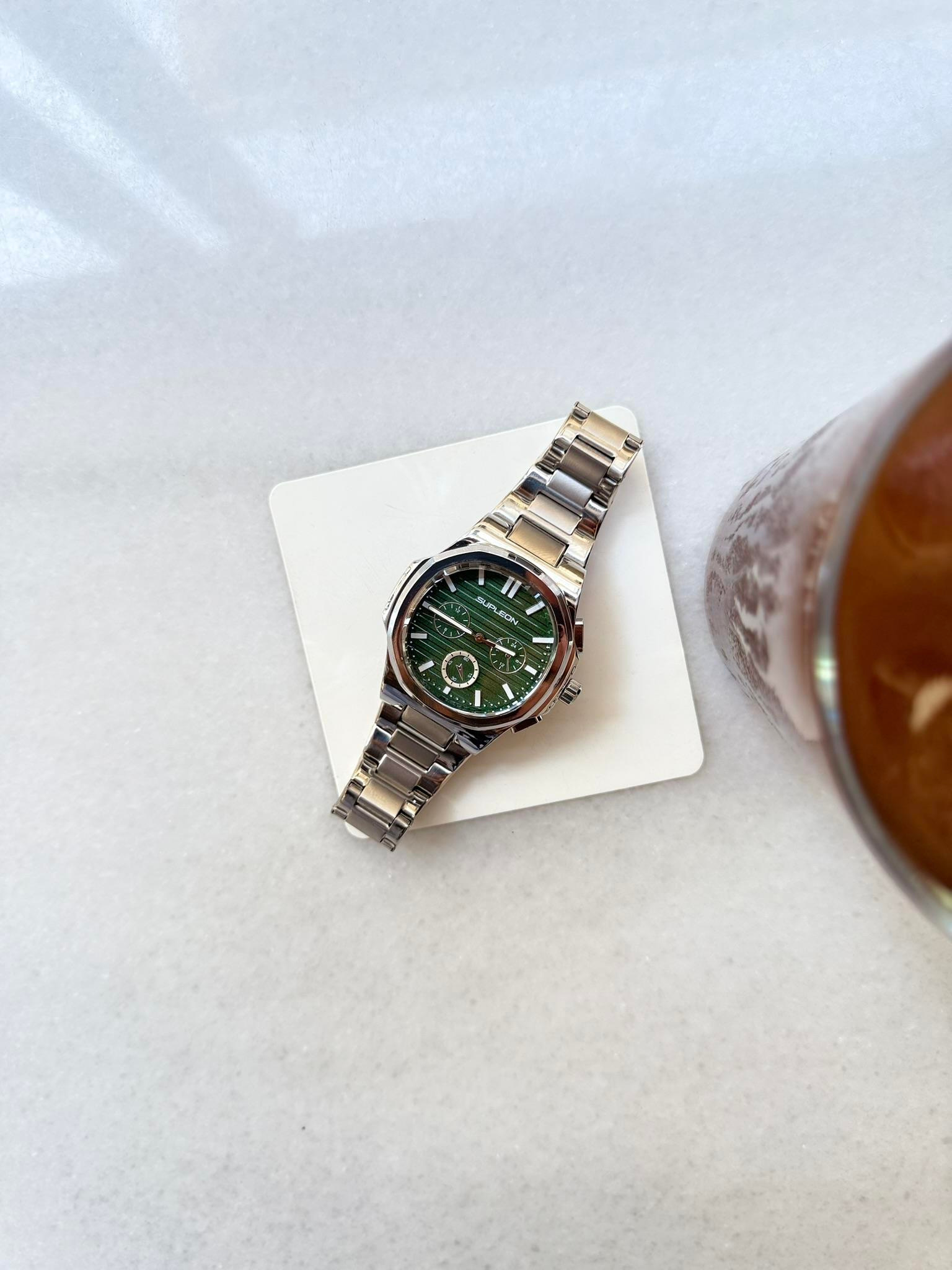 Chrono Steel Çelik Saat - Yeşil