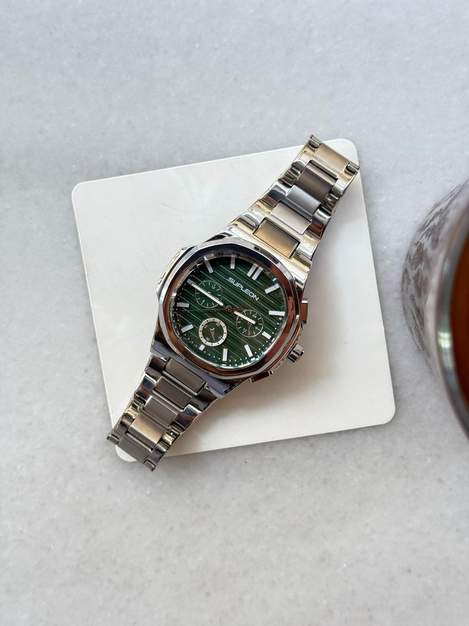 Chrono Steel Çelik Saat - Yeşil