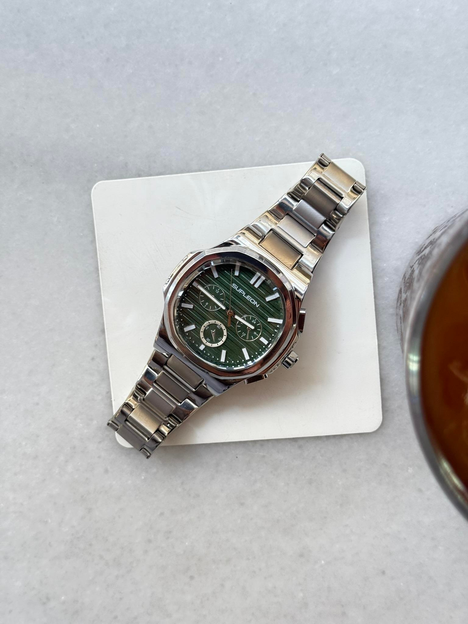 Chrono Steel Çelik Saat - Yeşil