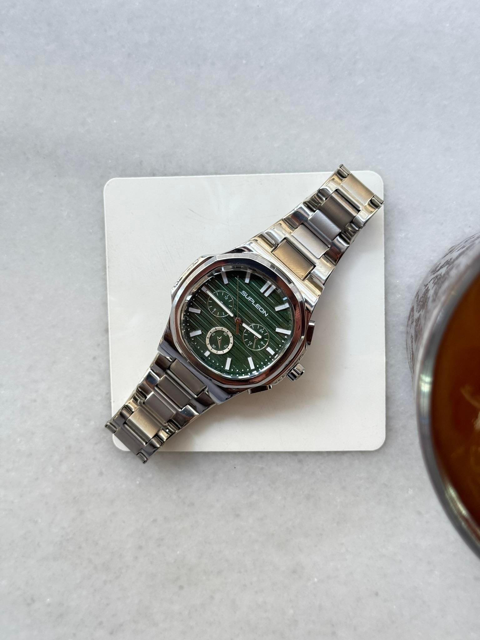 Chrono Steel Çelik Saat - Yeşil