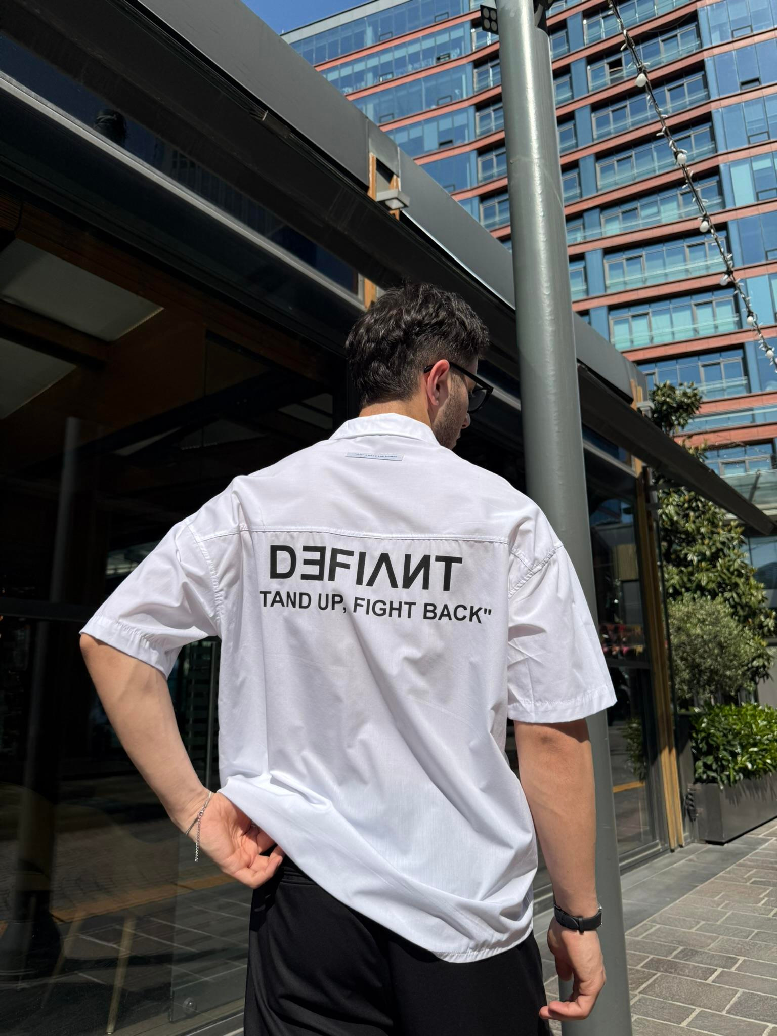 Defiant Baskılı Basic Gömlek - Beyaz