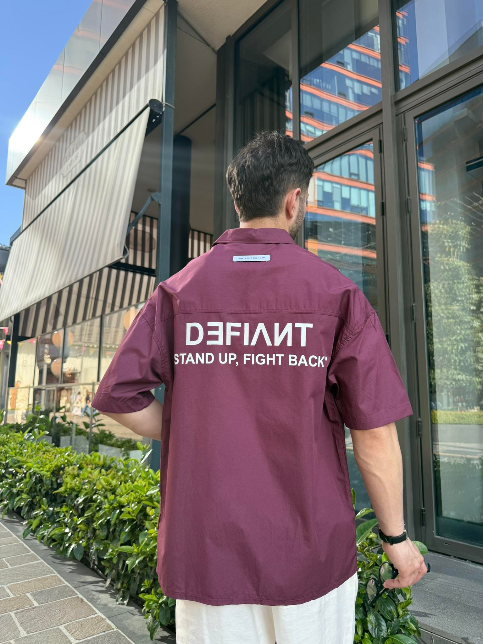 Defiant Baskılı Basic Gömlek - Bordo