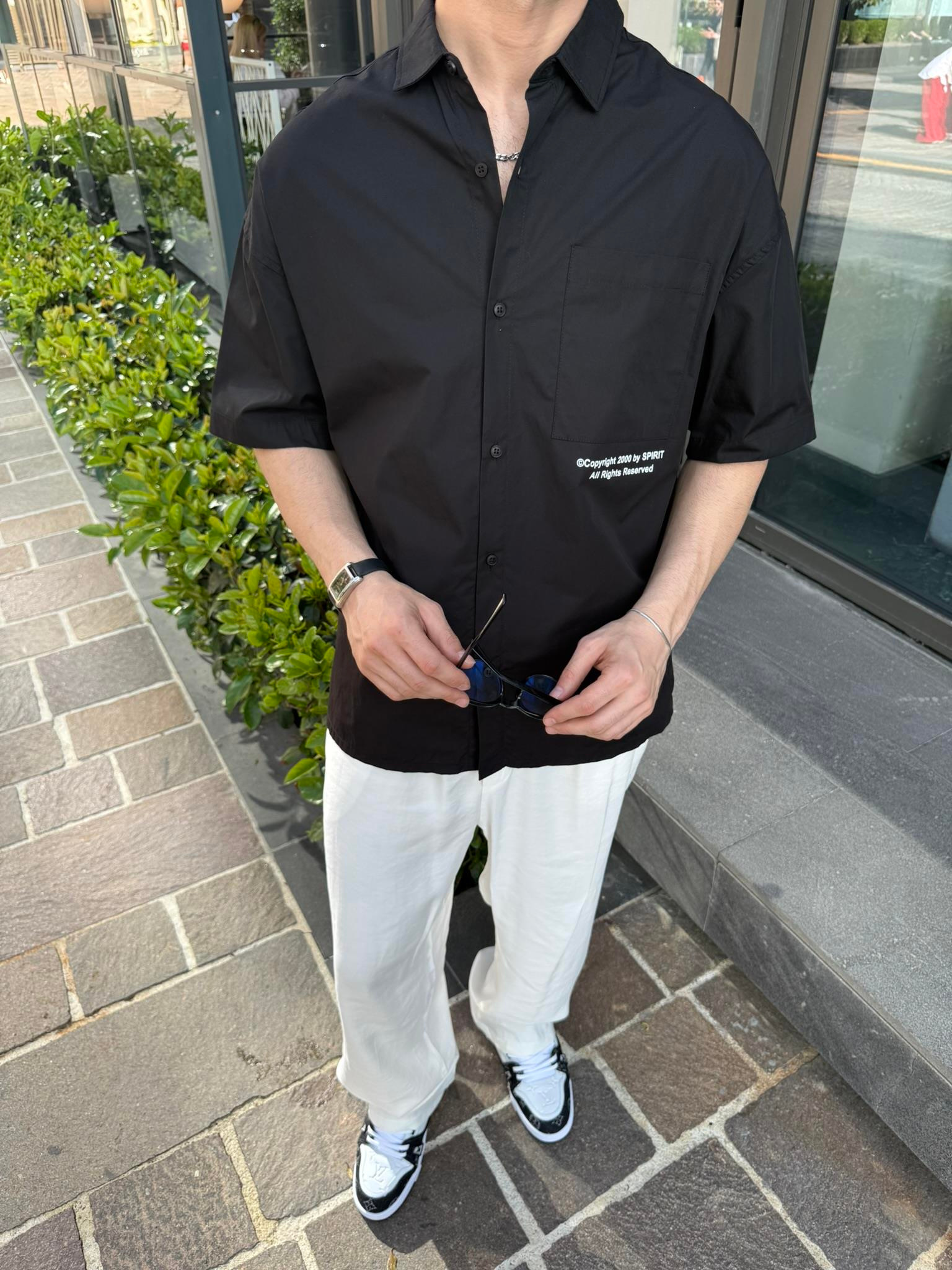 Defiant Baskılı Basic Gömlek - Siyah