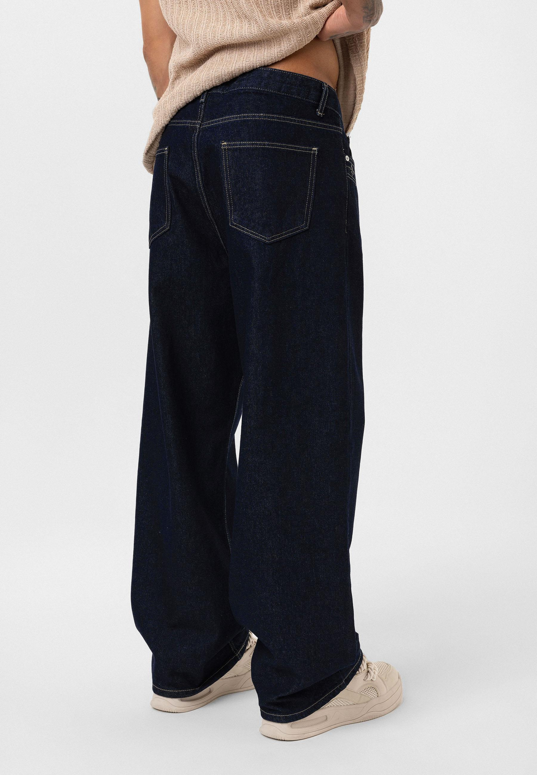 Desenli Basic Baggy Pantolon - Lacivert
