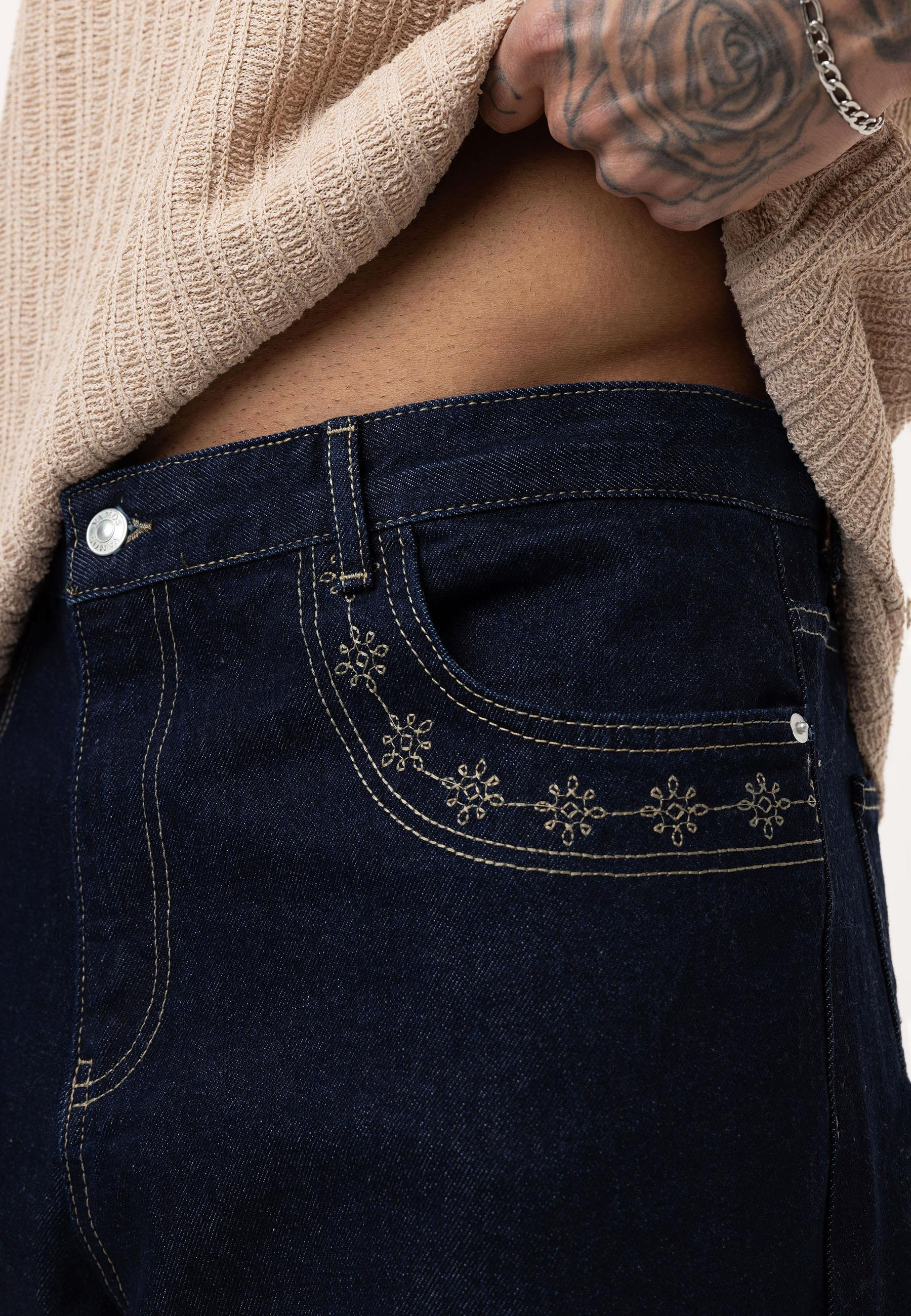 Desenli Basic Baggy Pantolon - Lacivert