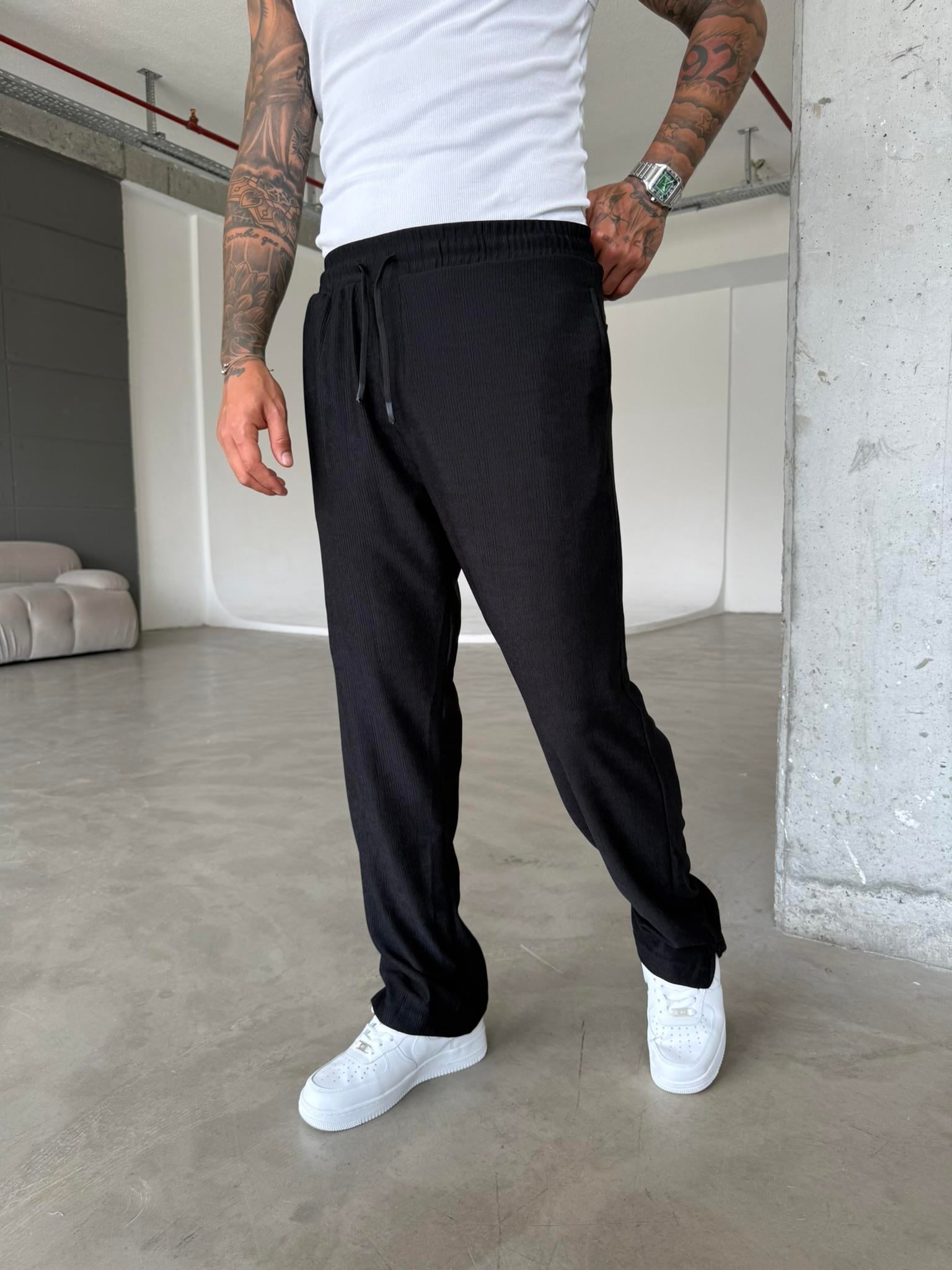 Dokulu Paça Detaylı Baggy - Siyah