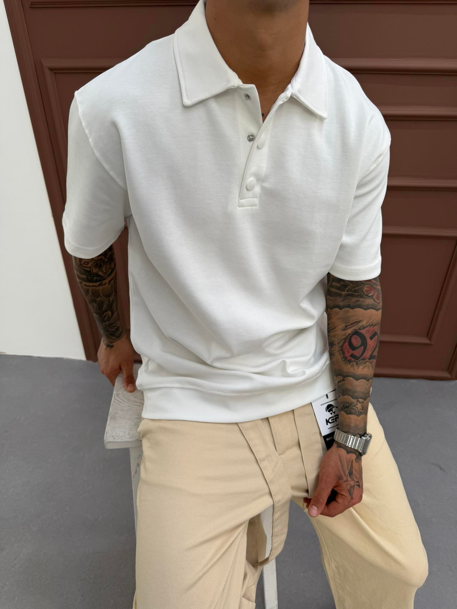Düğmeli Basic Polo Yaka T-Shirt - Ekru