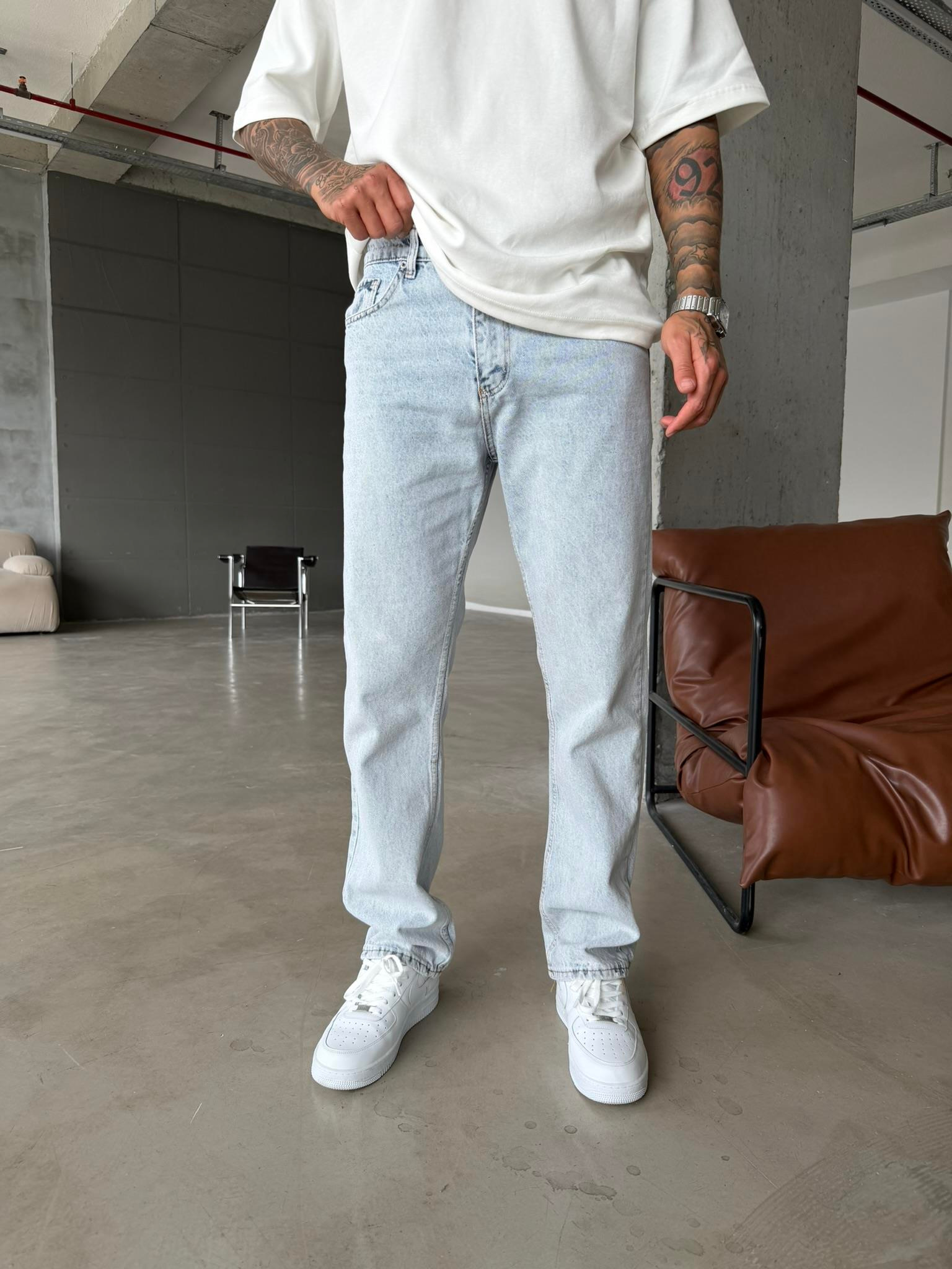 Düz Basic Baggy Pantolon - Buz Mavi