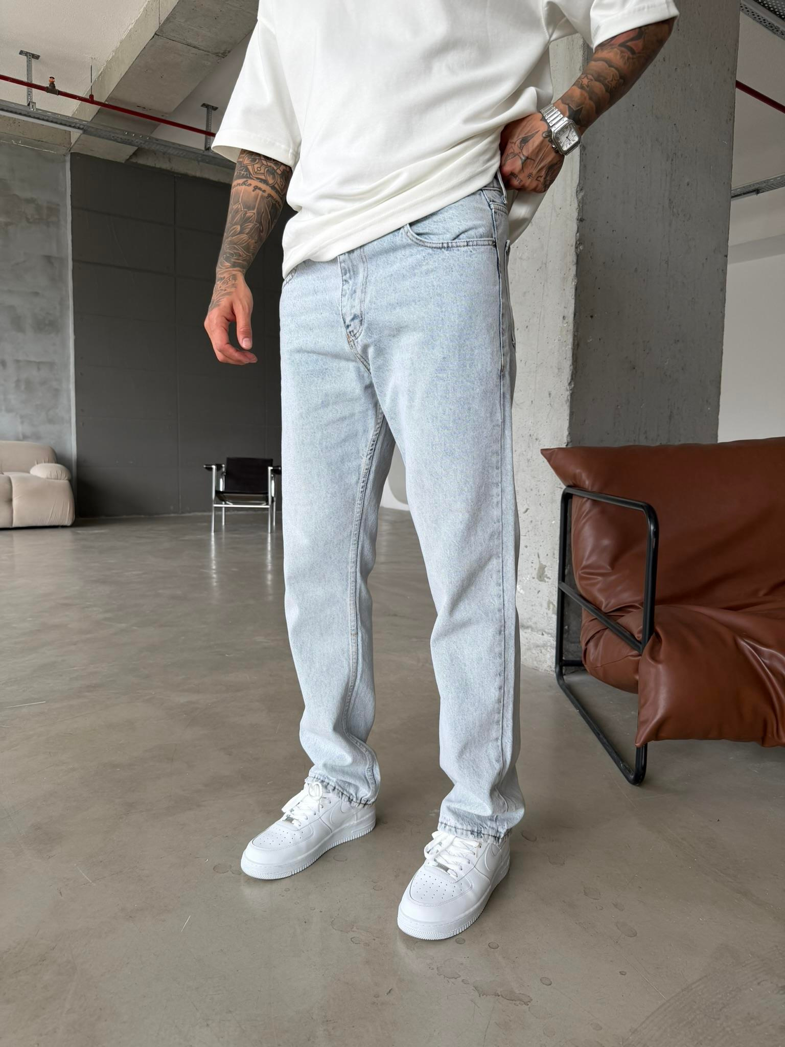 Düz Basic Baggy Pantolon - Buz Mavi