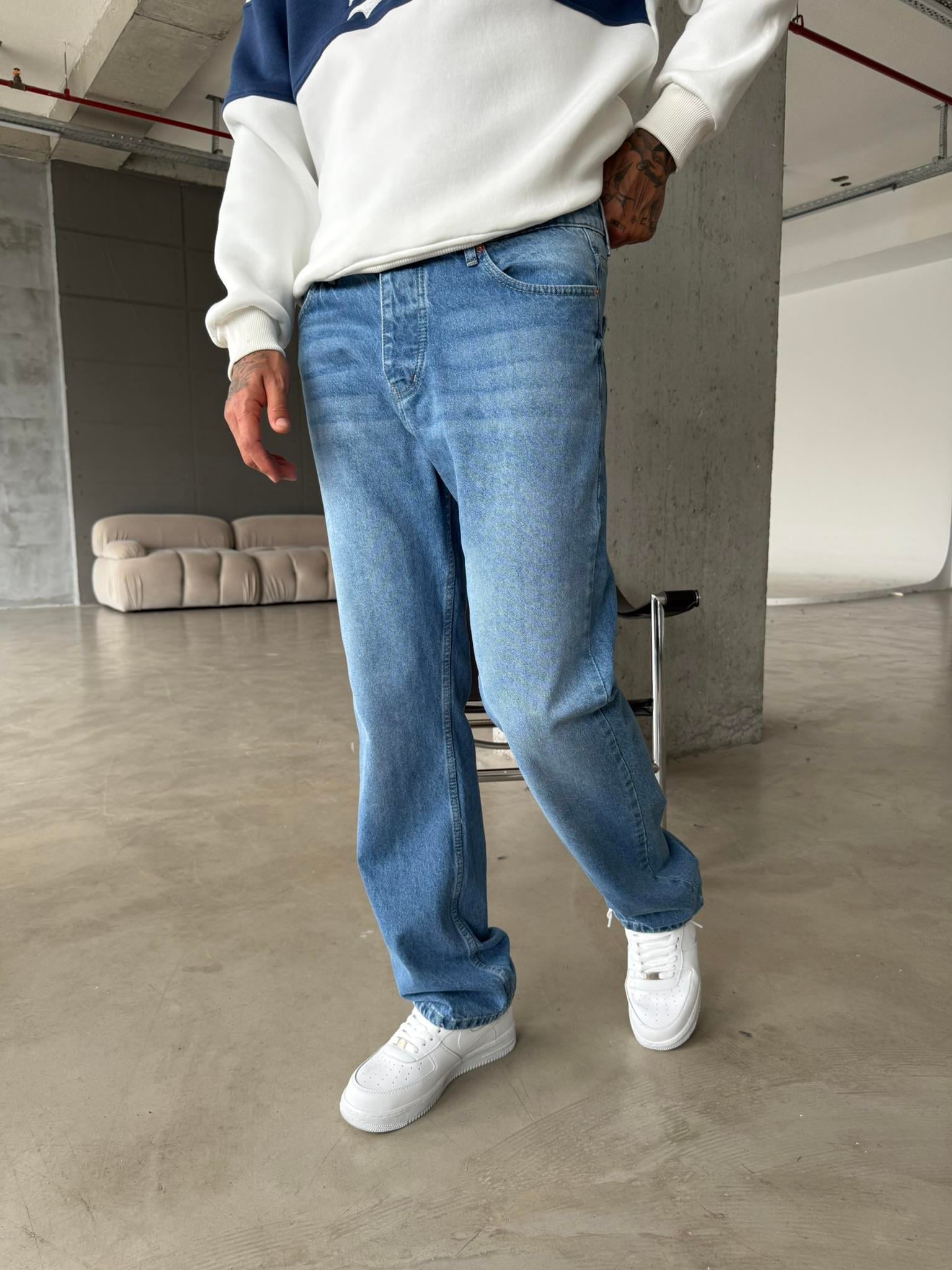 Düz Basic Baggy Pantolon - Mavi