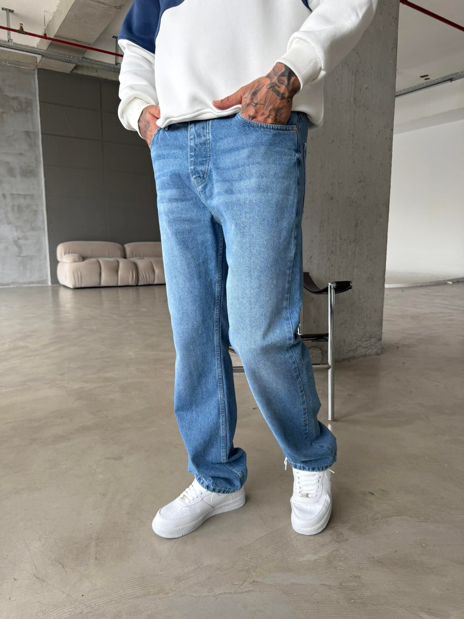 Düz Basic Baggy Pantolon - Mavi