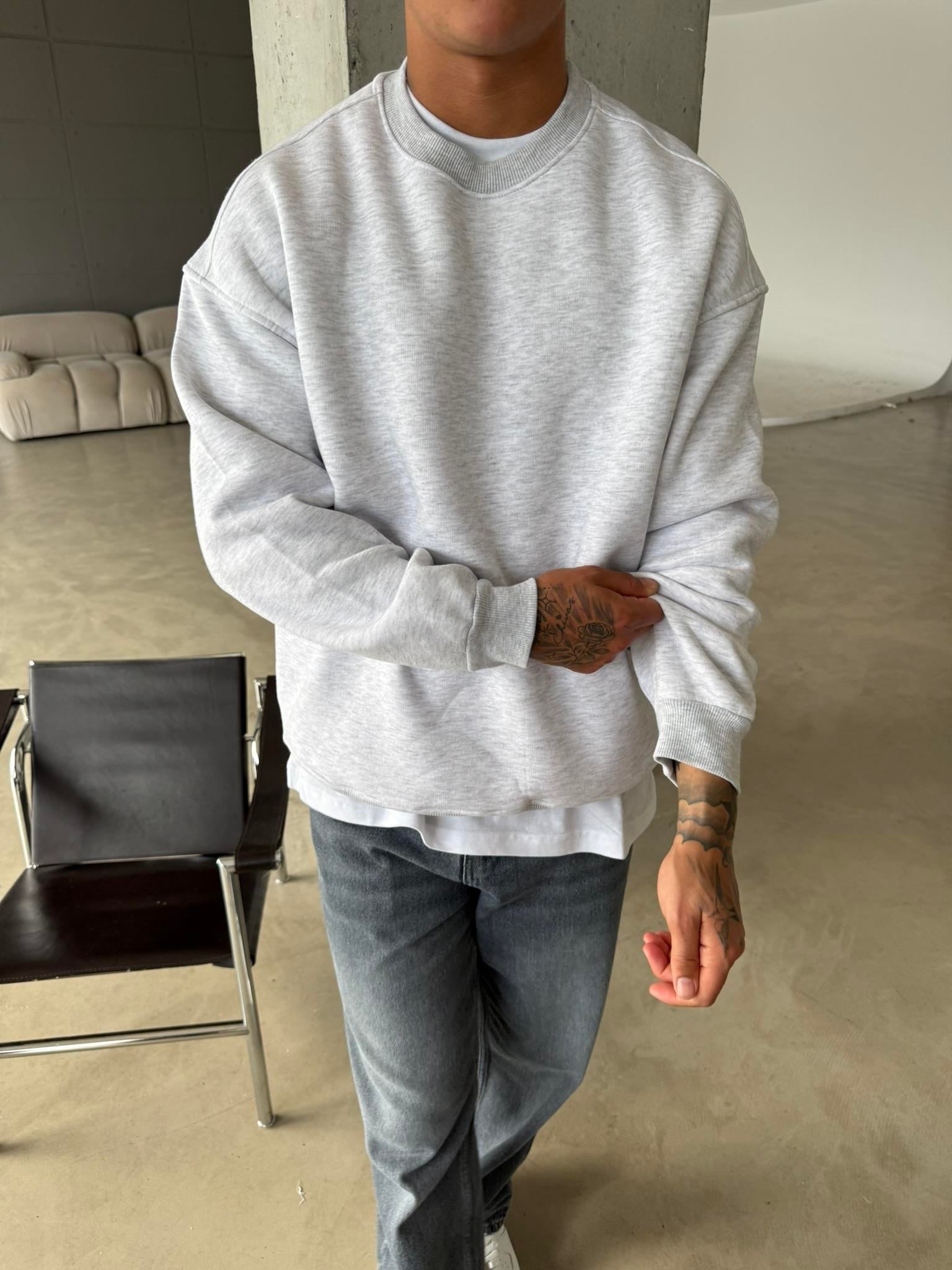 Düz Basic Bisiklet Yaka Sweat - Karmelanj