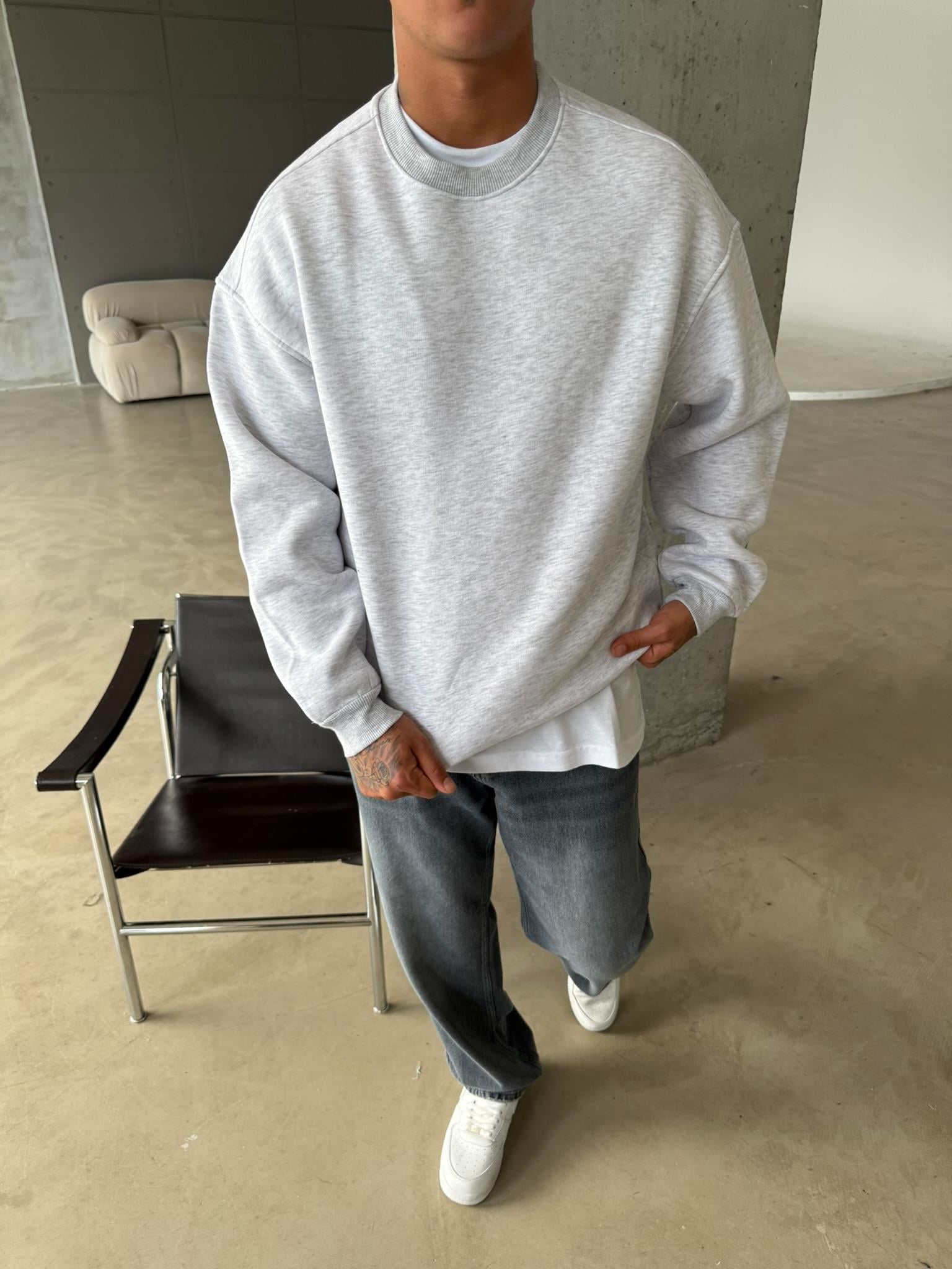 Düz Basic Bisiklet Yaka Sweat - Karmelanj