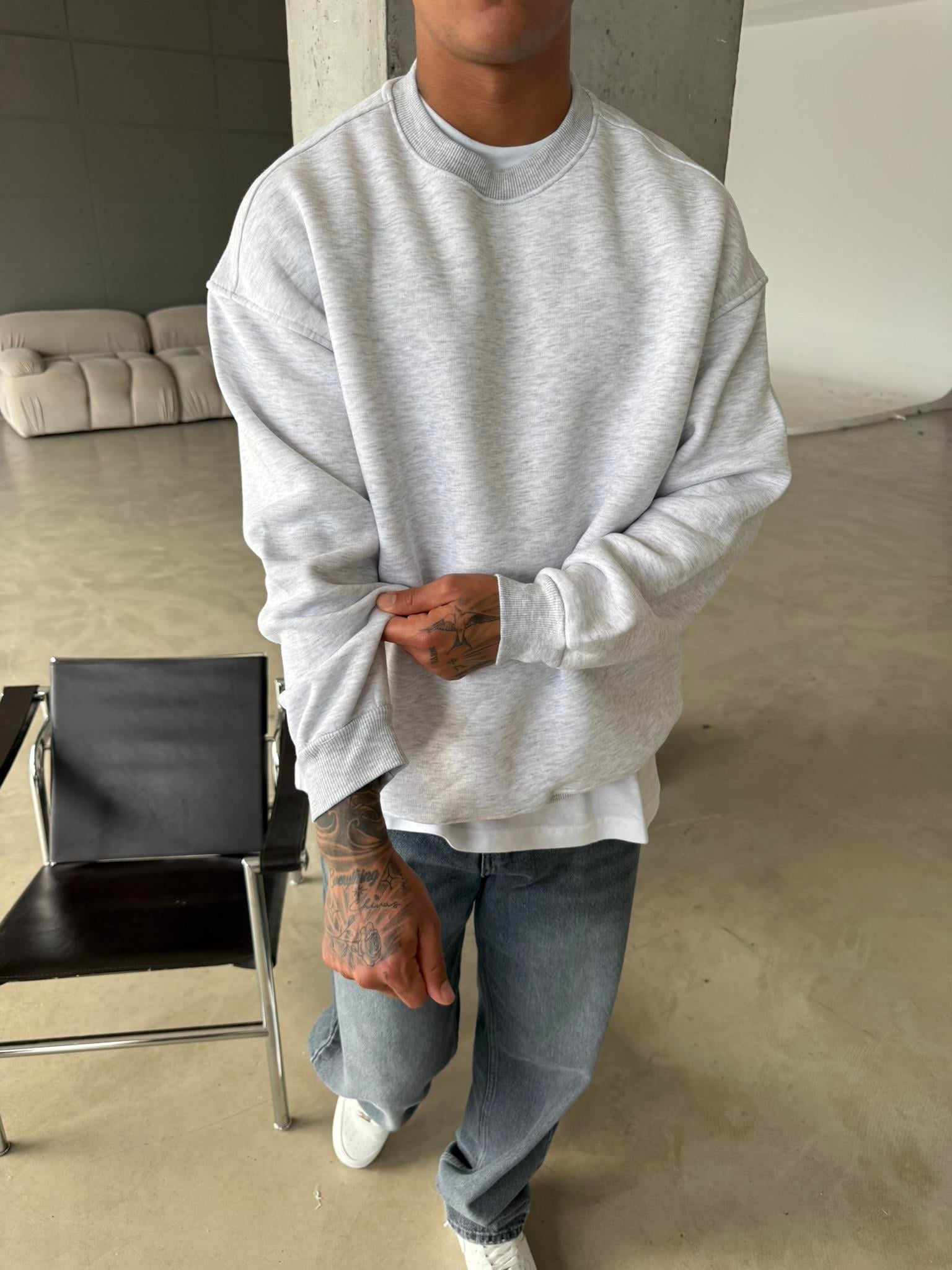 Düz Basic Bisiklet Yaka Sweat - Karmelanj