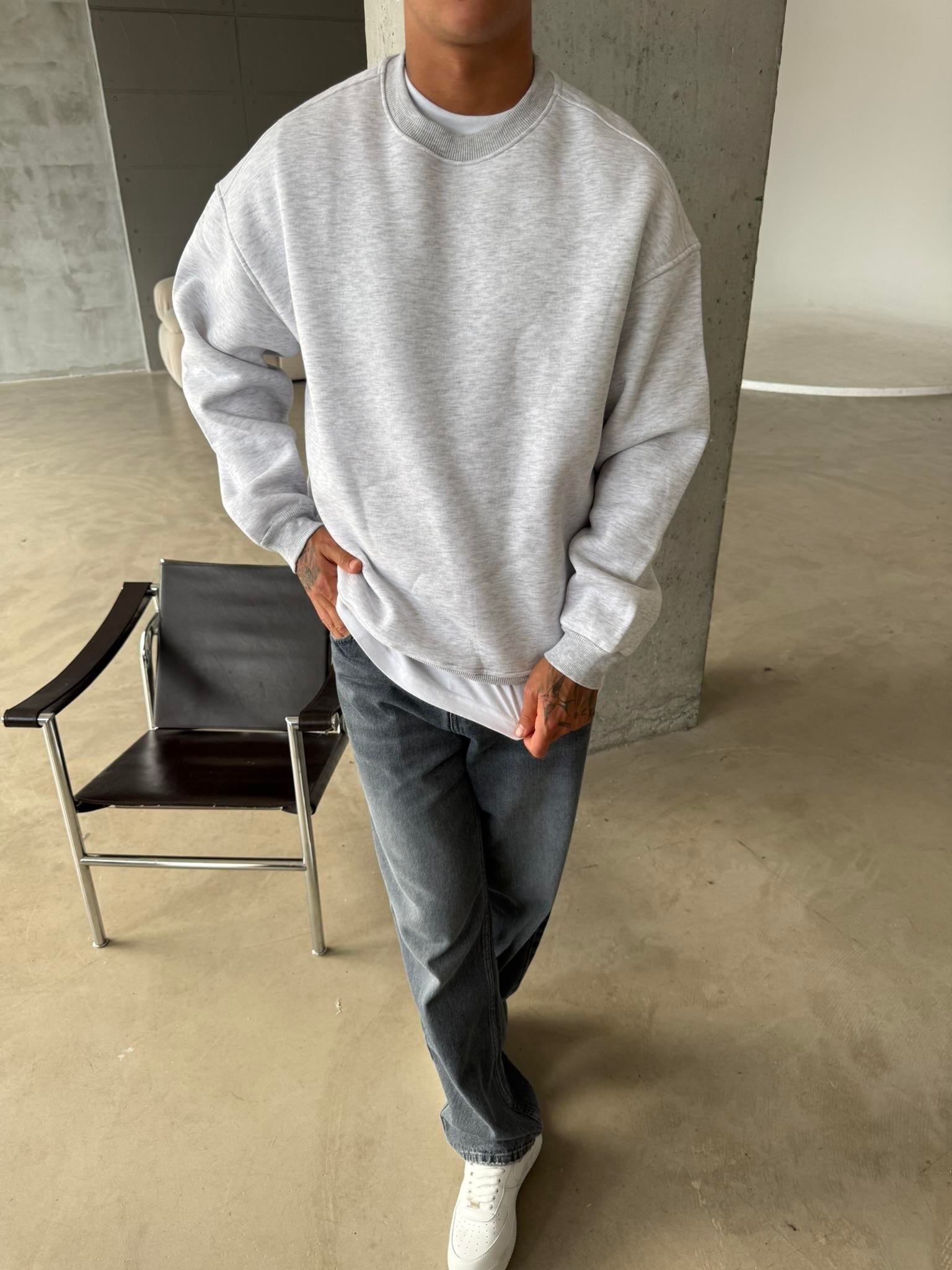 Düz Basic Bisiklet Yaka Sweat - Karmelanj