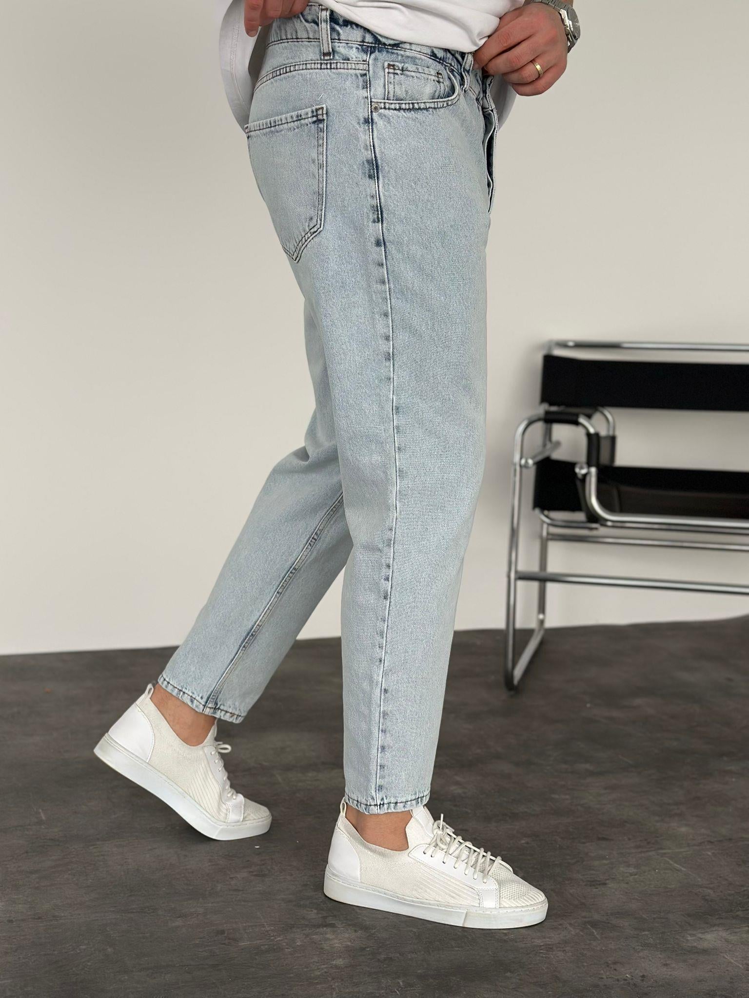 Düz Buz Mavi Boyfriend Jean - Buz Mavi
