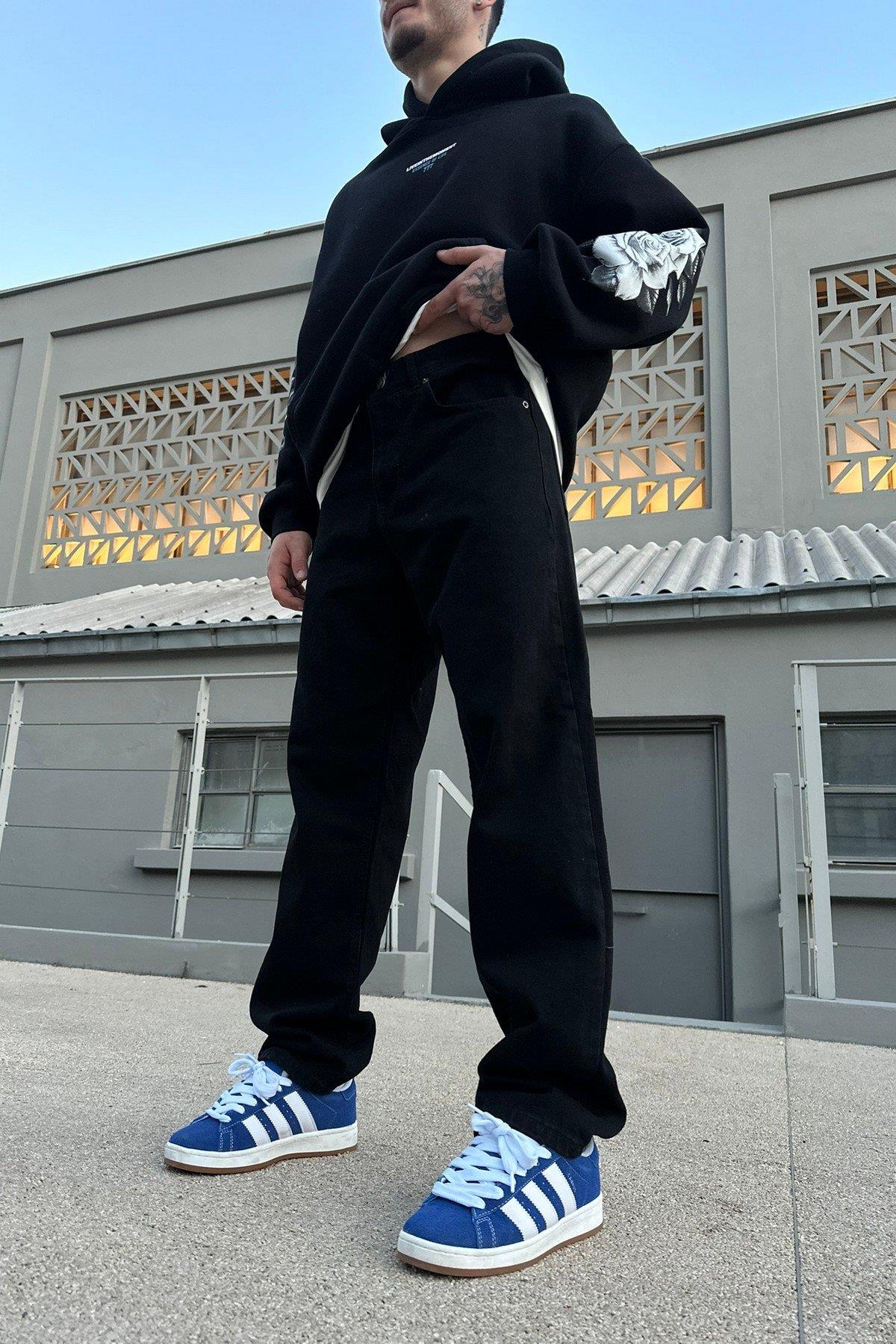 Düz Siyah Baggy Pantolon Siyah