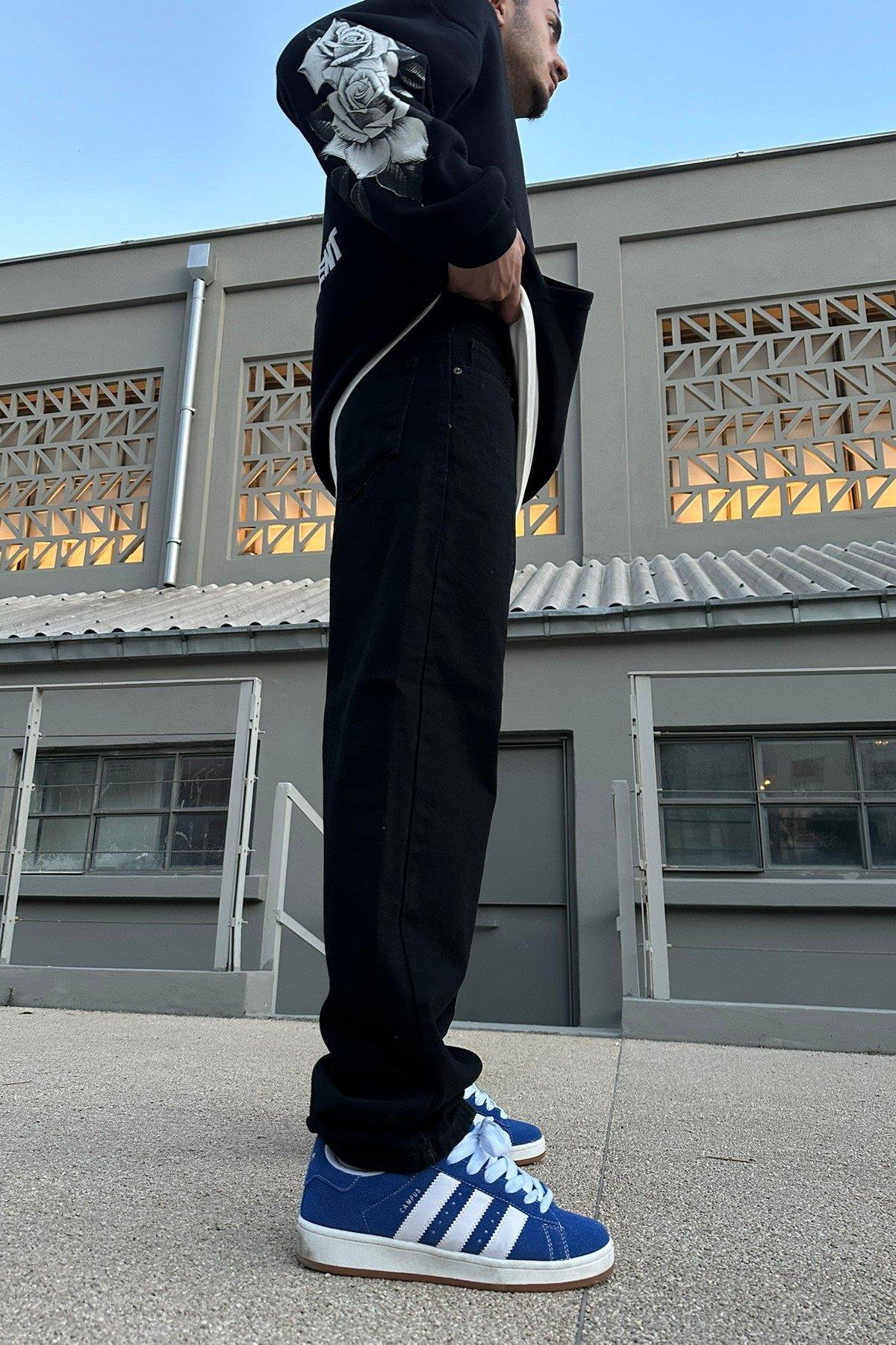 Düz Siyah Baggy Pantolon Siyah