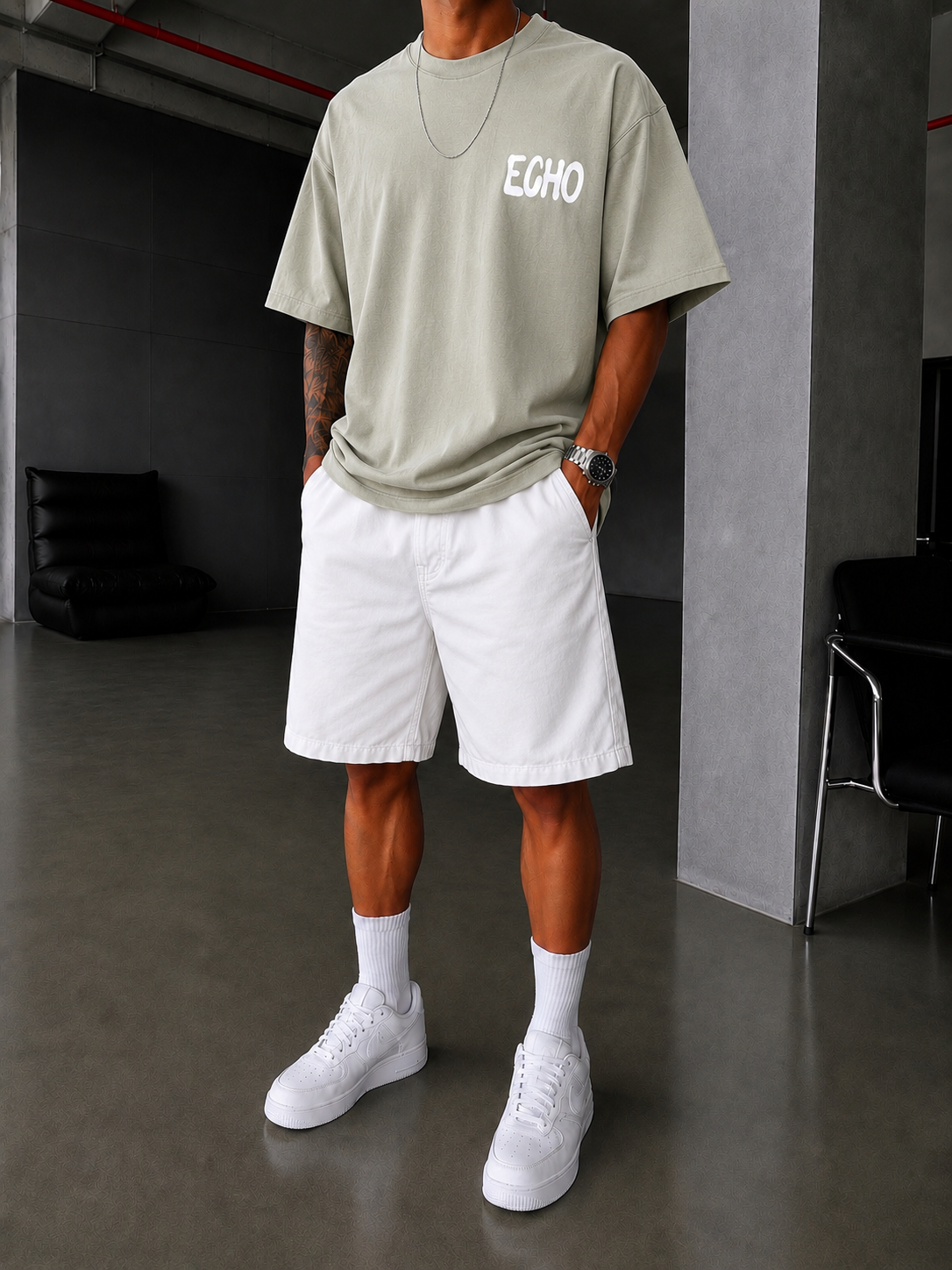 Echo Your Agtıons Spreyli T-Shirt - Haki