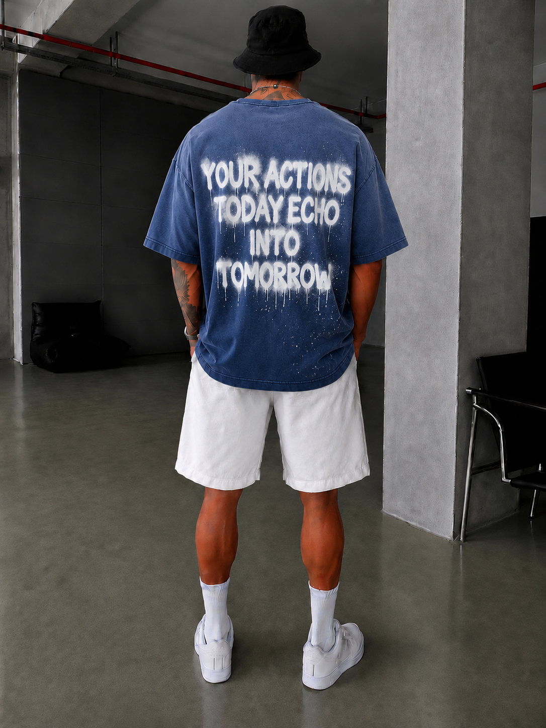 Echo Your Agtıons Spreyli T-Shirt - Mavi